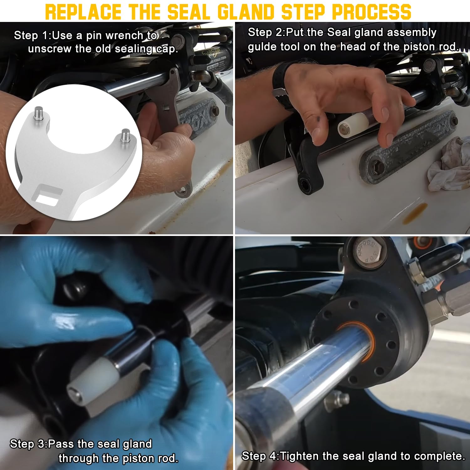 Hc5345 Seal Kit For Seastar Hydraulic Steering Cylinder Seal Kit With Pin Wrench Hs5157 Compatible With Hc5340, Hc5341, Hc5342,