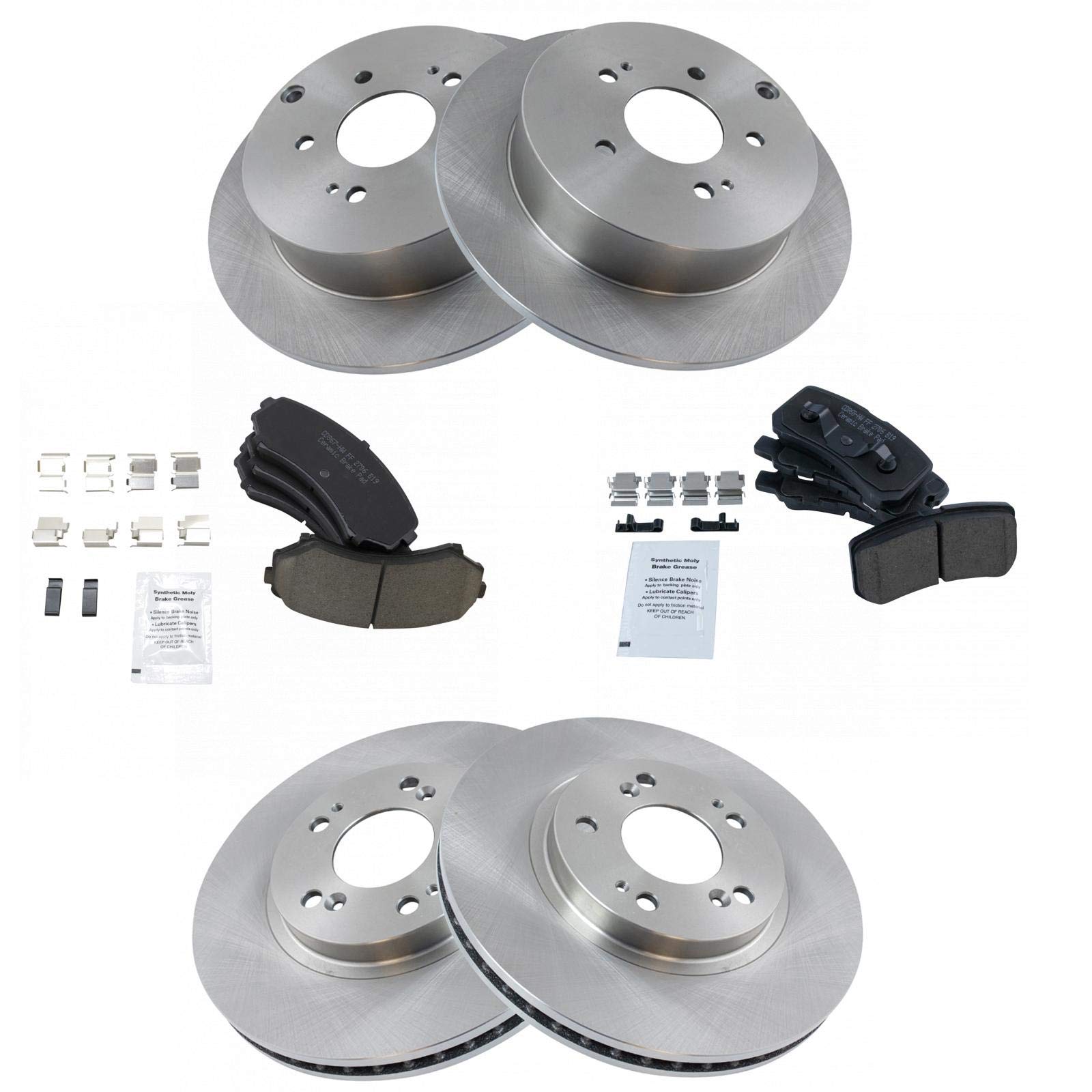 Trq Front And Rear Brake Pad & Rotor Kit Brake Pads Brake Rotor Ceramic Compatible With 2004-2011 Mitsubishi Endeavor