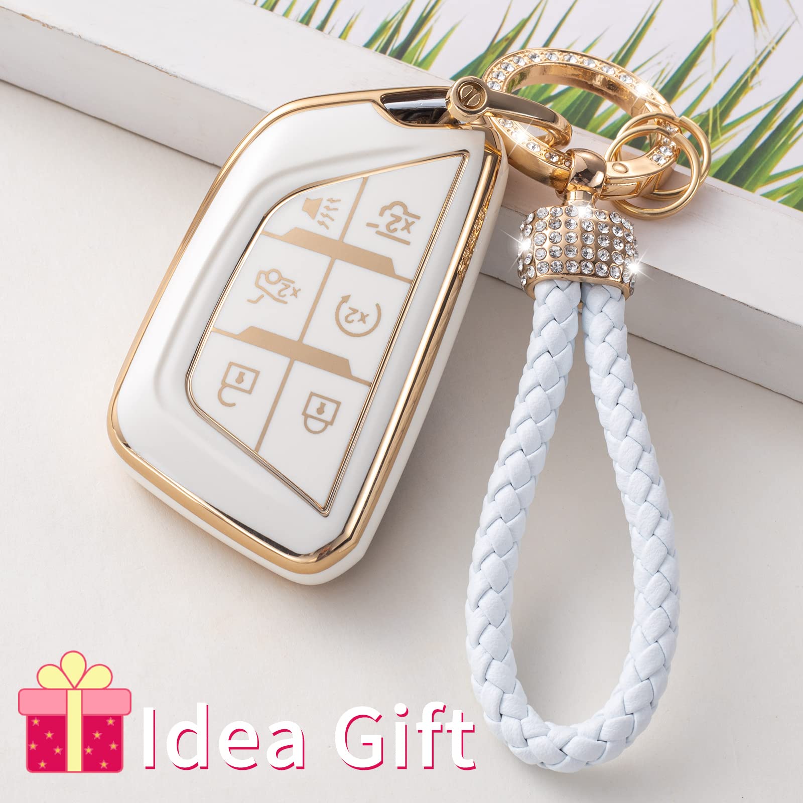 Gematay For Cadillac Key Fob Cover, Key Case Shell Compatible With Cadillac 2020 2021 2022 Ats Ct5 Ct6 Xt4 Xt5 Xts 5/6 Buttons Remote Smart Key Protector