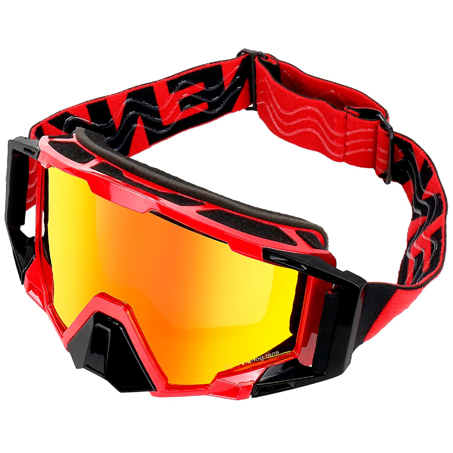 Nenki Dirt Bike Goggles With Nose Cover Motocross Goggles Mx Goggles Atv Bmx Off Road Goggles For Men Women (Red Tinted Lens)