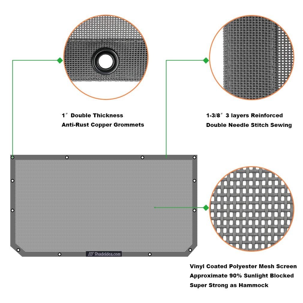 Shadeidea Sun Shade Top For Jeep Wrangler Jl (2018-2023) Unlimited 2 Door And 4 Door Front-Gray Mesh Screen Sunshade Jlu Sahara