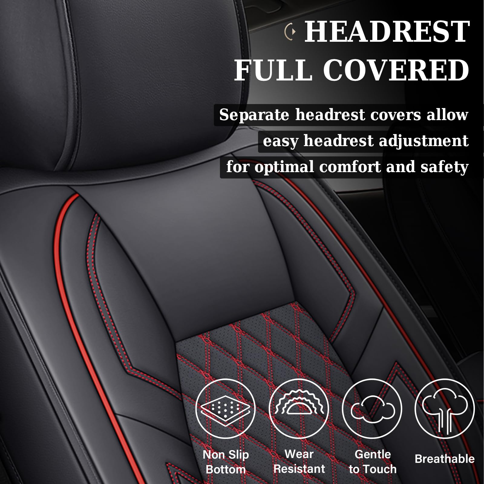 Coverado Tundra Seat Covers Full Set, Leather Car Seat Covers For Trucks, Automotive Seat Covers Protector Custom Fit 2007-2021