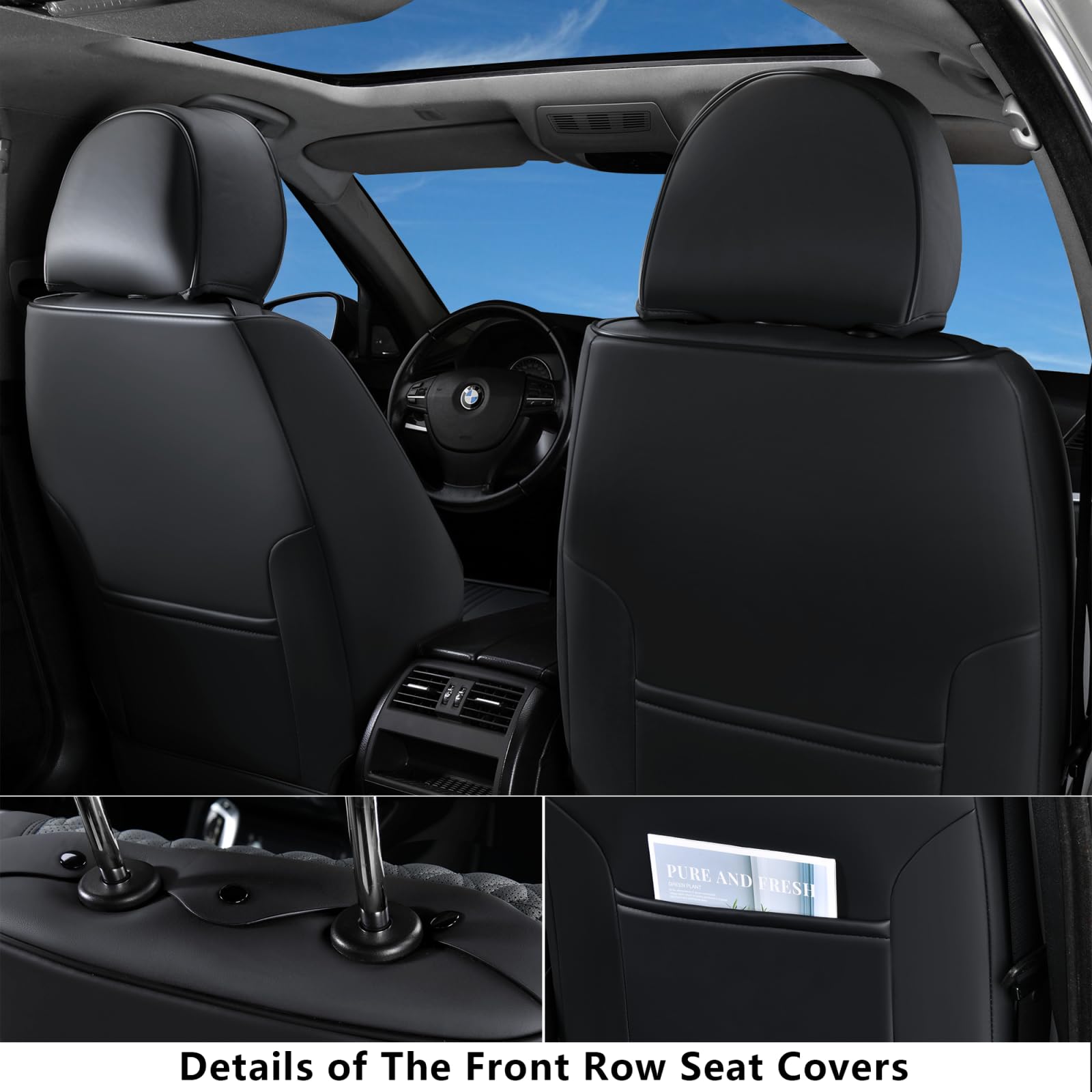 Coverado Seat Covers, Car Seat Covers Full Set, Black Car Seat Cover, Car Seat Covers Front Seats Back Seat Cover, Waterproof Ca