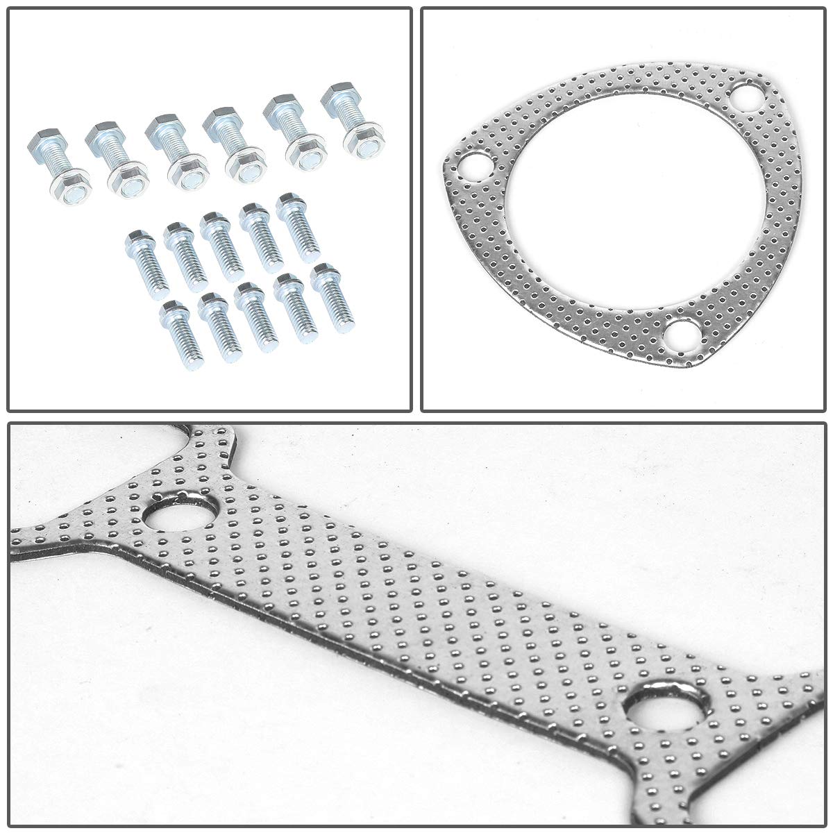 Dna Motoring Gktset-Moparbb-V8 Aluminum Exhaust Manifold Header Gasket Set Replacement,Metallic