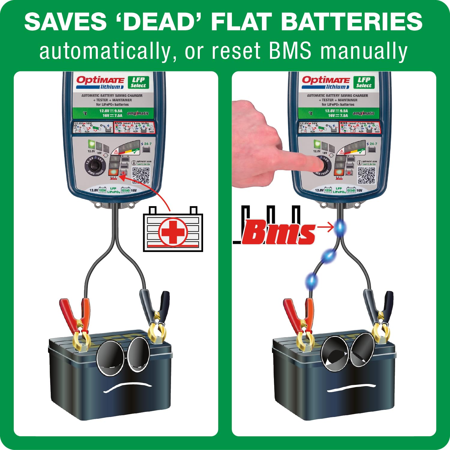Optimate Lithium 4S 10A, Tm275V2, 10-Step 12.8V 10A High Performance Battery Saving Charger & Maintainer