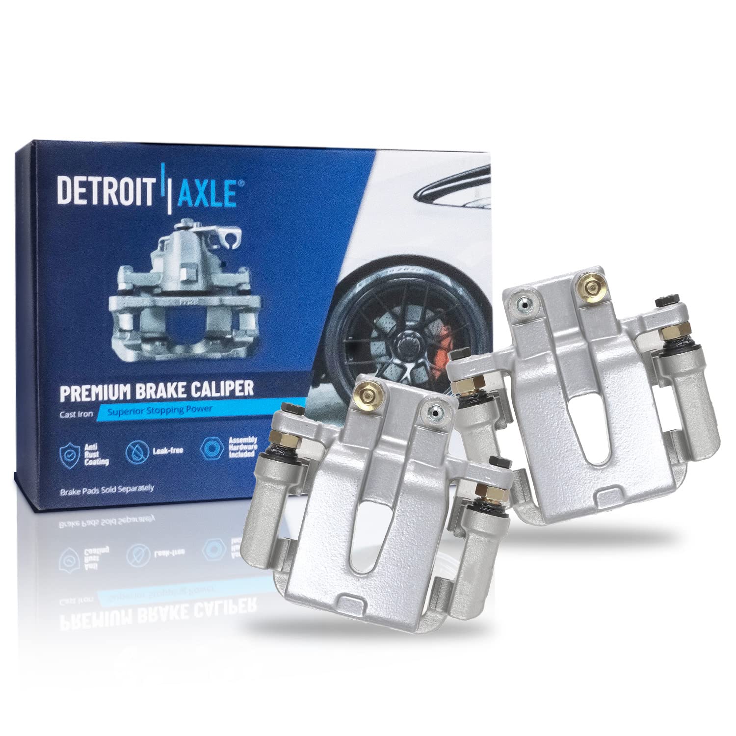 Detroit Axle - Pair Rear Brake Calipers w/Brackets Replacement for Chrysler 300 Dodge Charger Challenger Magnum - 2pc Set