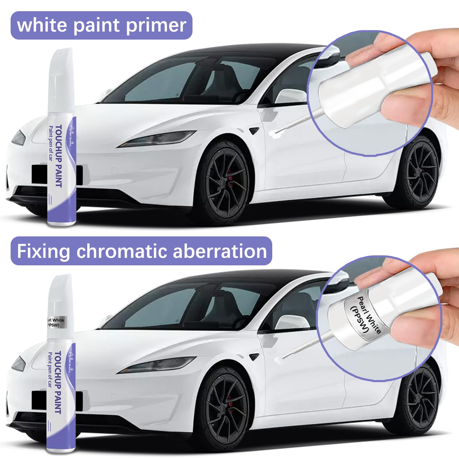 Pearl White (PPSW) Touch Up Paint for Tesla-Exact Match-Chips and Nicks TouchUp Paint Pen Scratch Repair Car Accessories Car Pai