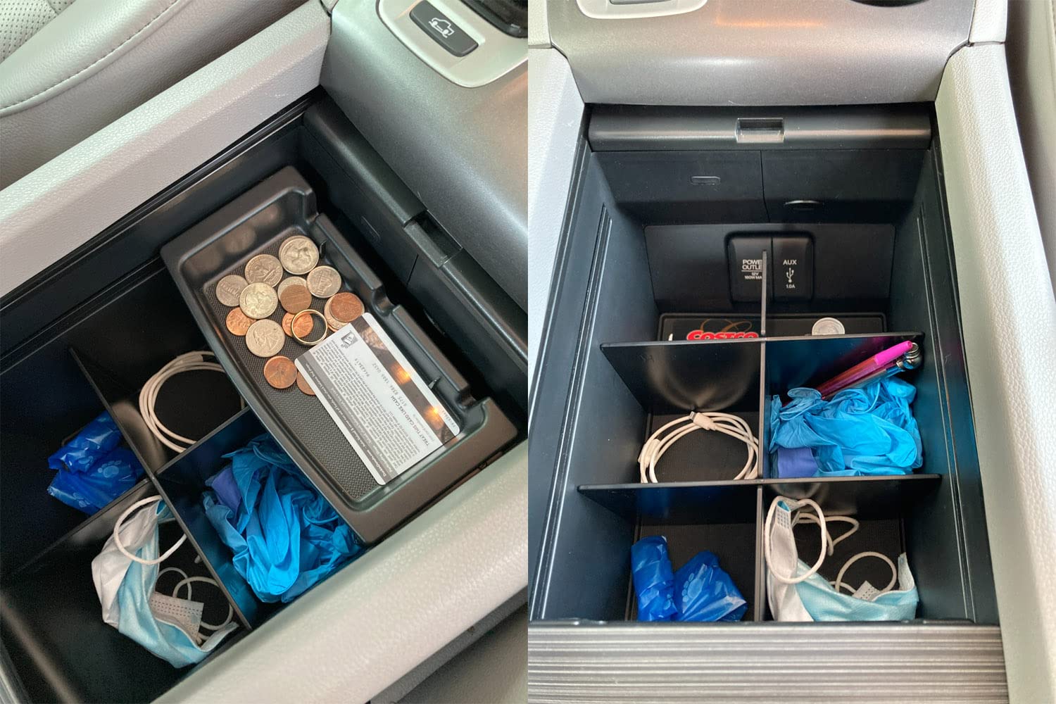 Tacobro Center Console Organizer Dividers For Honda Pilot 2016-2022 / Ridgeline 2017-2022 2023/ Passport 2019-2022 2023 Accessories, Black Abs Plastic Insert Secondary Storage