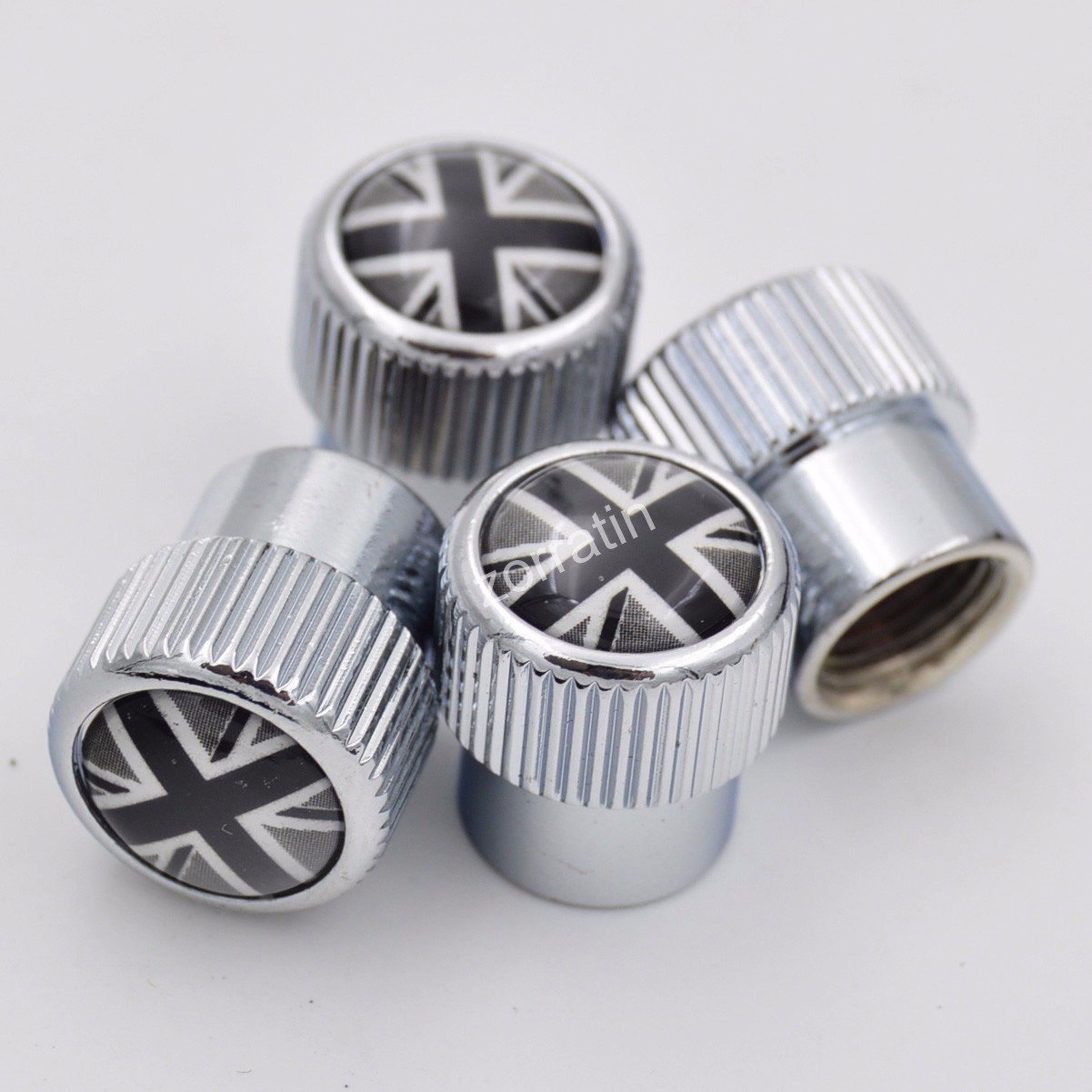 Zorratin 4X Chrome Black Union Jack British Flag Tire Valve Stem Cap Cover For Bmw Mini Cooper R50 R53 R56 R56N F55 F56 R55 R52