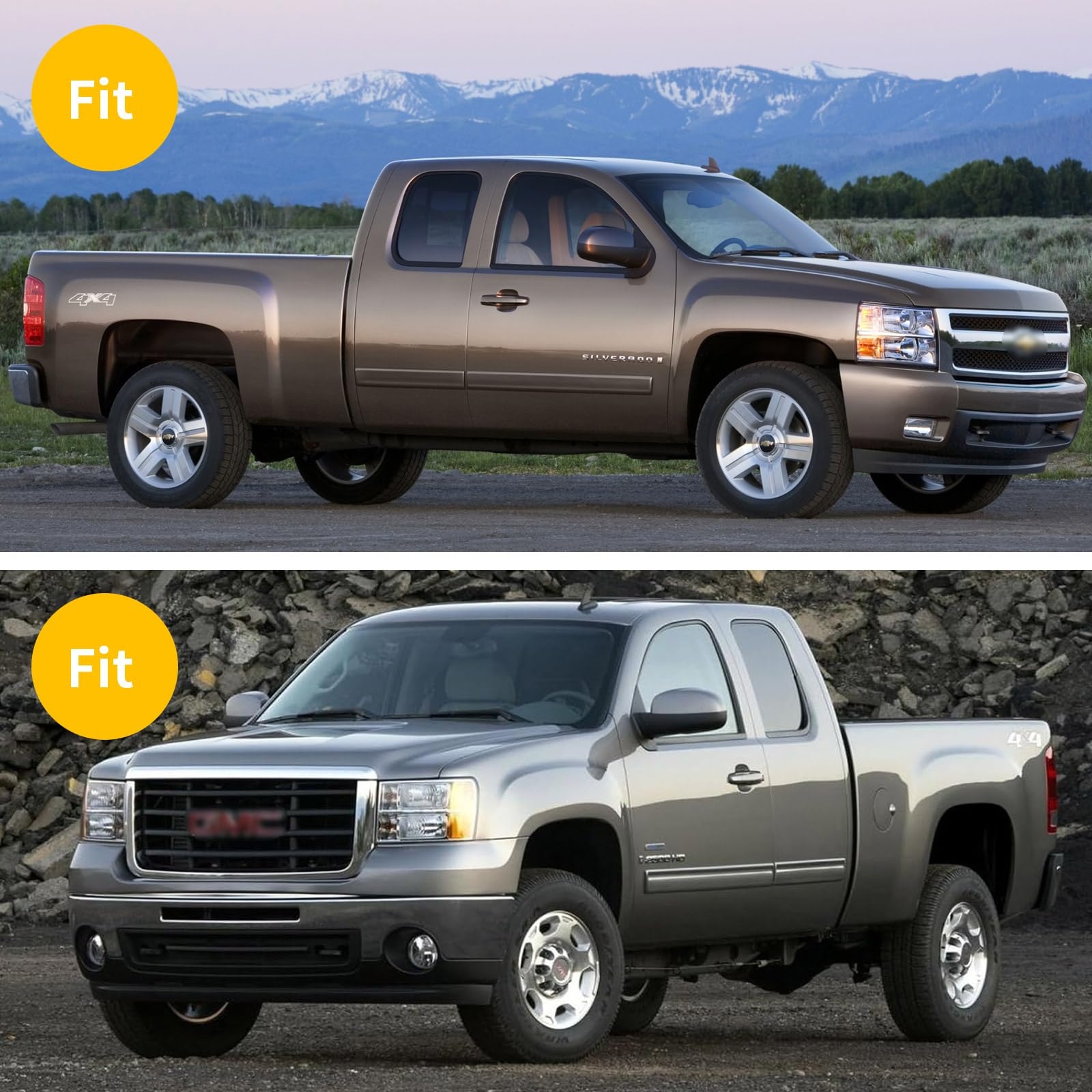 Window Rain Guards For 2007-2013 Chevy Silverado & Gmc Sierra 1500 For Extended Cab, Window Visor Vent Wind Shade Deflector Shie
