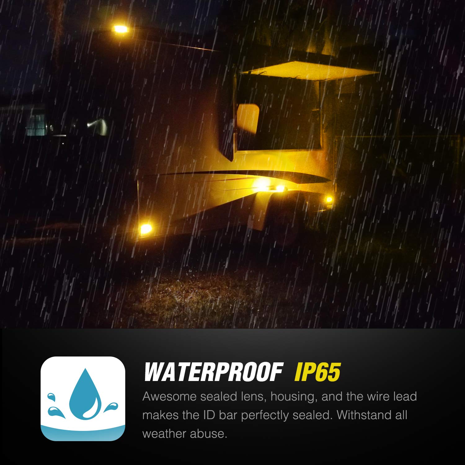 Nilight - Tl-13 10 Pcs Amber Red 3.8” 6 Led Amber Side Led Marker Clearance Indicator Light Rear Side Marker Light For Truck Trailer Rv Cab Boat Bus Lorry Led, 2 Years Warranty.