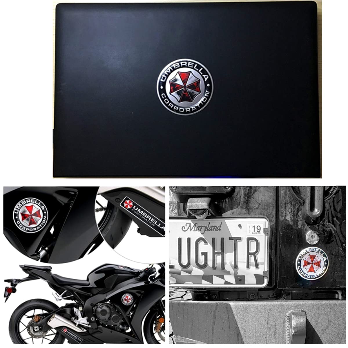 Hinscr Residen T Evi L Car Badge Decal 3D Umbrella Corporation Aluminum Alloy Circle Emblem Sticker For Car Motorcycle (Style A-1 Pcs)