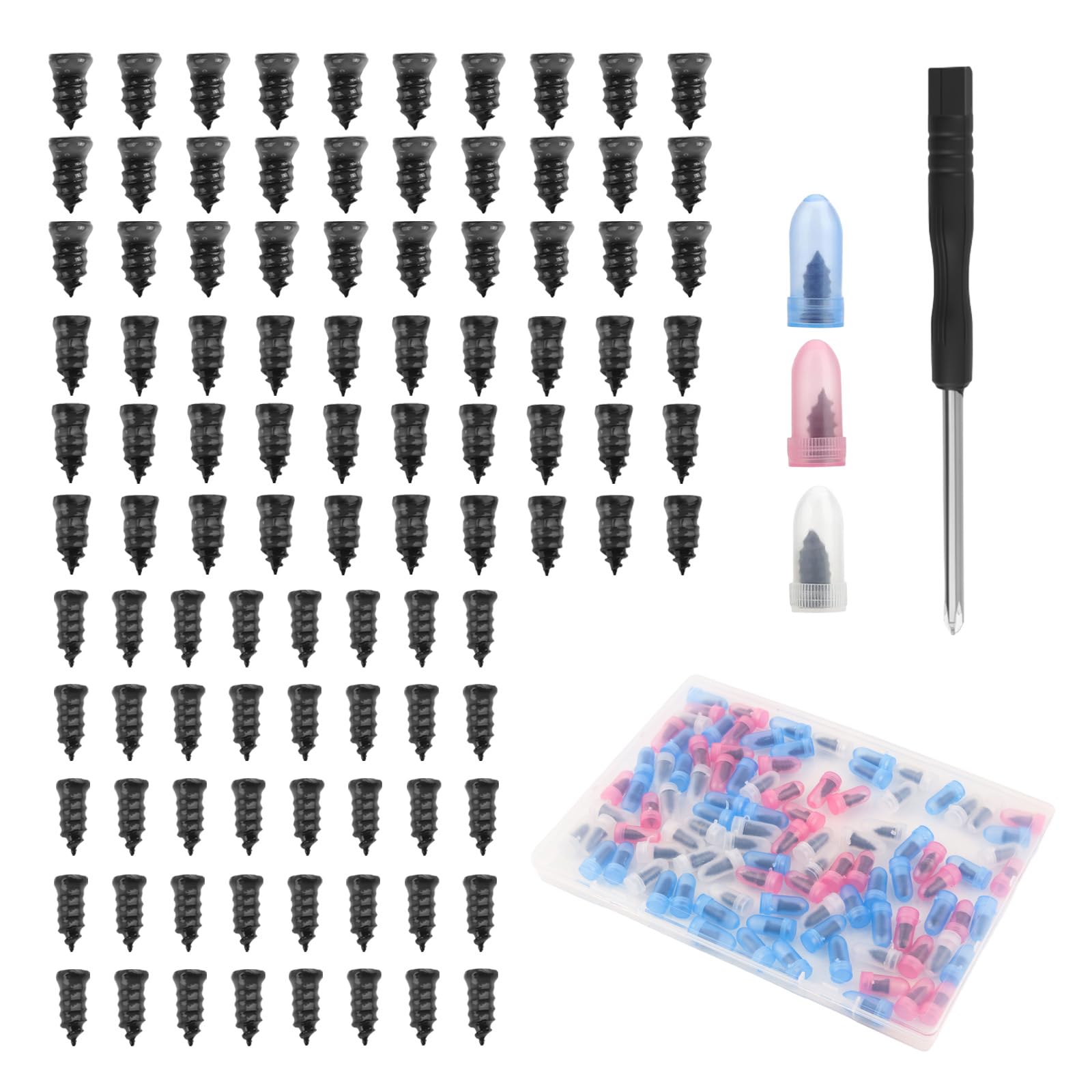 wedfish 100PCS 3-Size Tire Repair Rubber Nails Kit,Tire Plugs Kit for Emergency Puncture Fixes,Durable Screw in Tires Plugs Kits