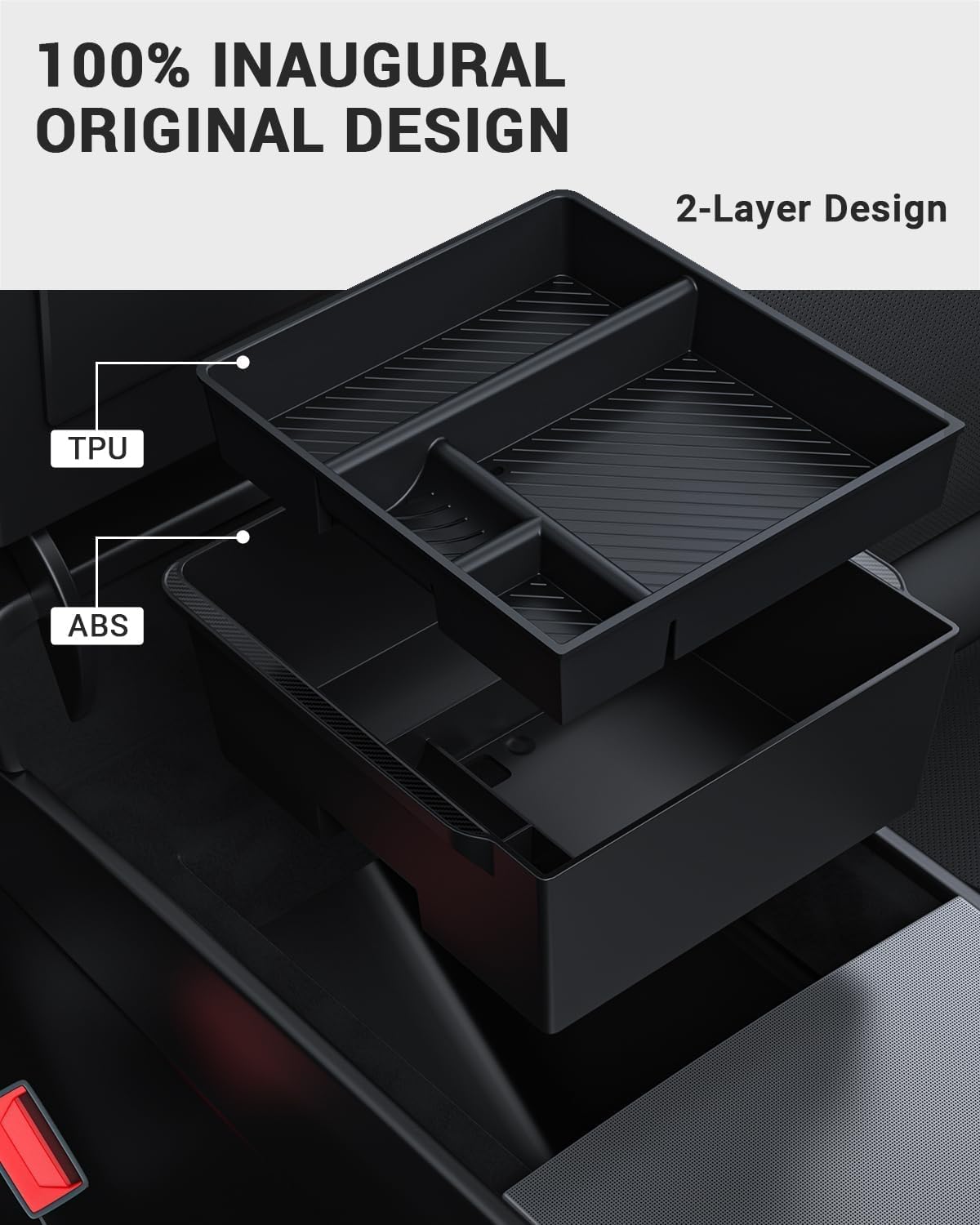 Basenor Armrest Console Organizer (Carbon Edition) For Tesla Model 3 Highland 2024 2025 Tesla Model Y 2025 Refresh (Juniper), Ar