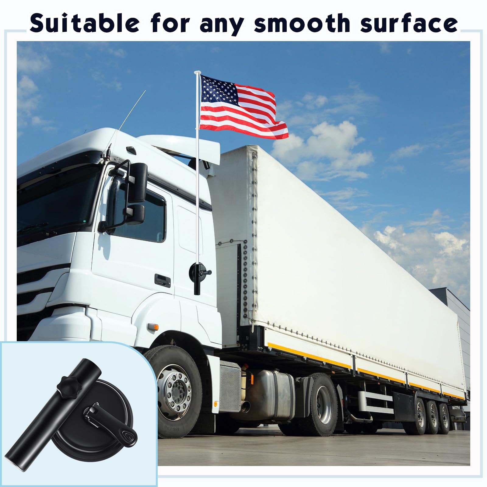 DaisyInner 2 Pcs Suction Cup Car Flag Mount Flag Holder for Truck Pole Holder Suction Cup Mount Compatible with SUV, Truck, RV,