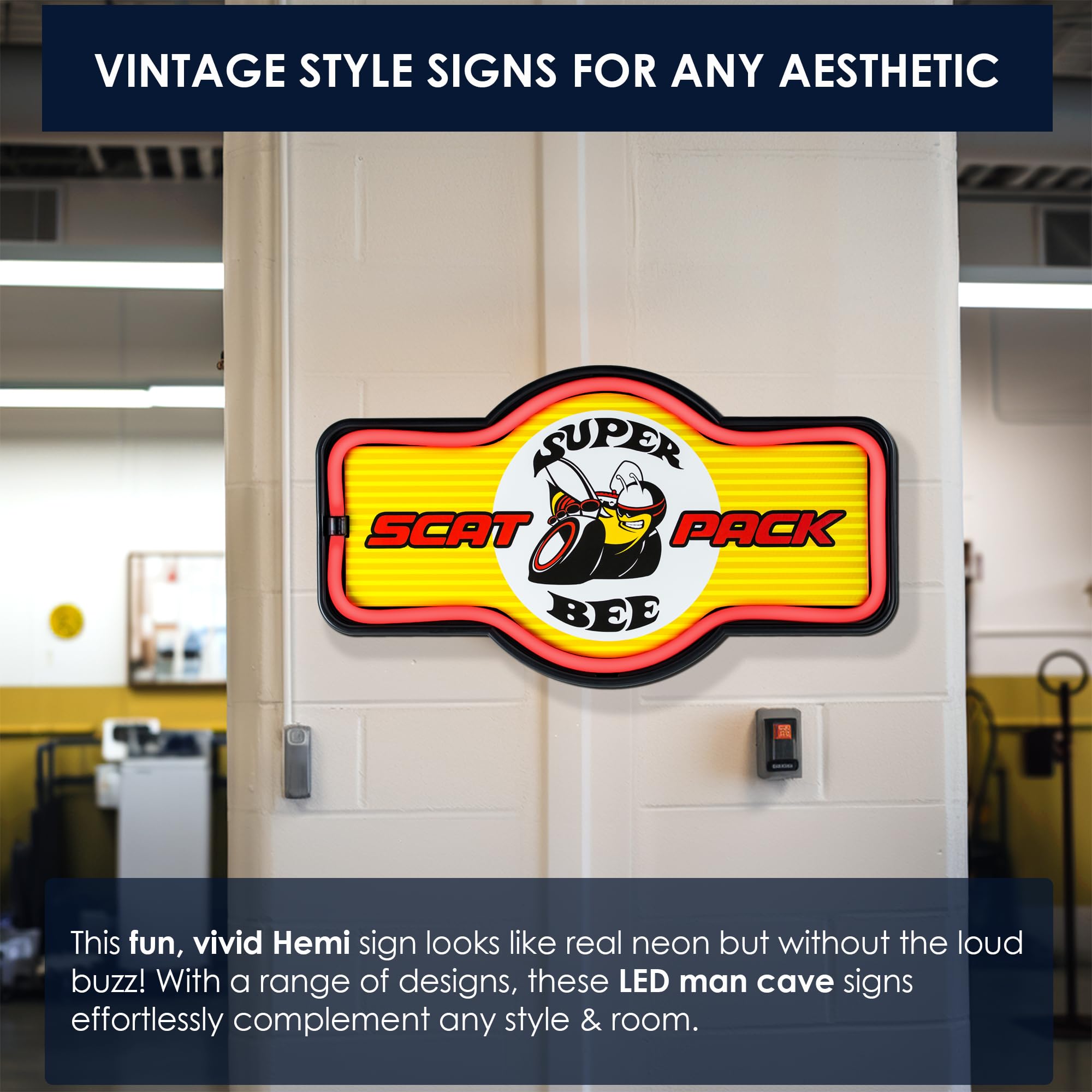 American Art Decor LED Neon Rope Wall Sign - Battery & USB Powered - Vintage Room Decor - Retro Lights for Bar, Man Cave, Garage