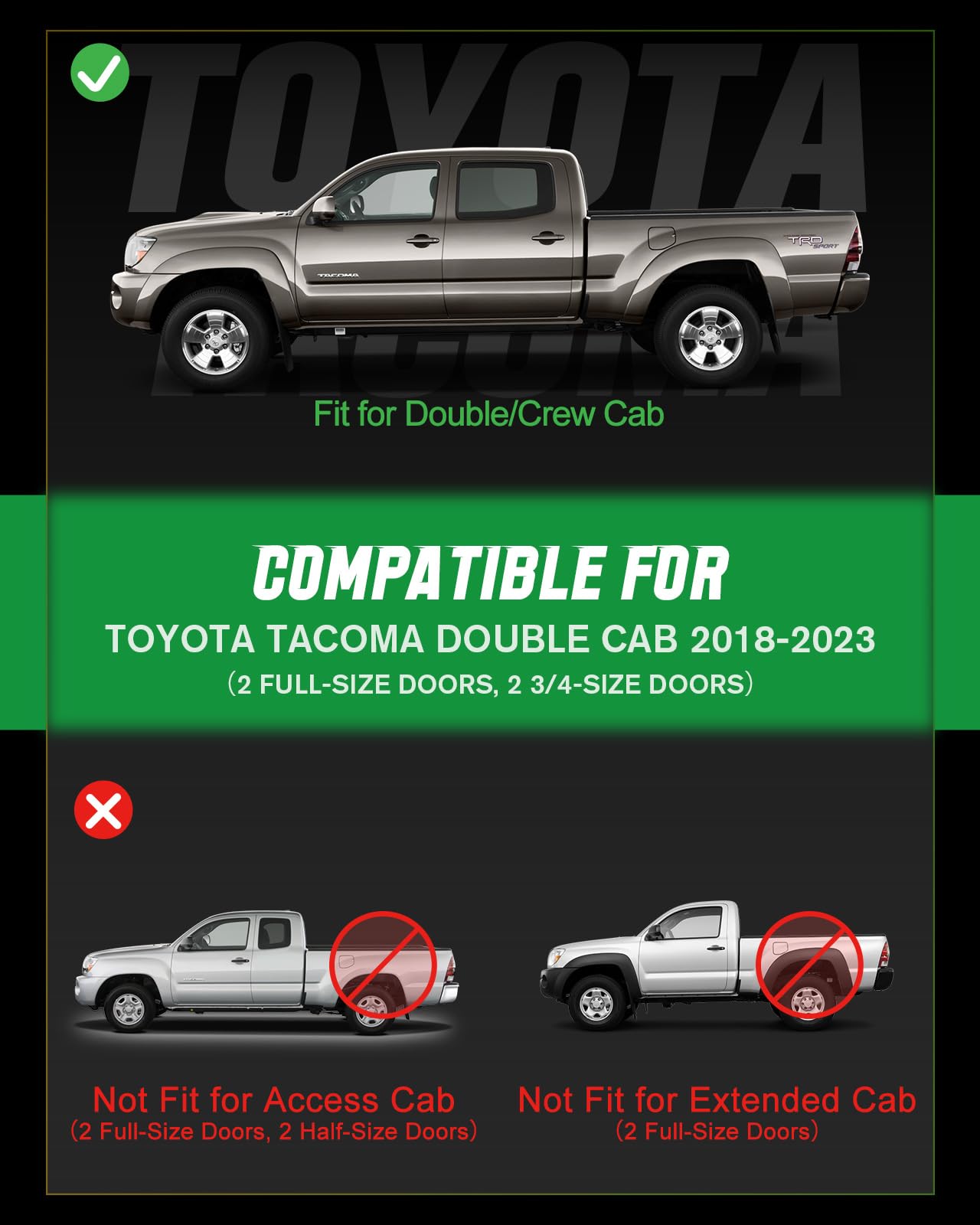 Viwik Floor Mats For Toyota Tacoma 2018 2019 2020 2022 2023 (Only For Double Cab), Automotive All Weather Custom Fit Tpe Floor L