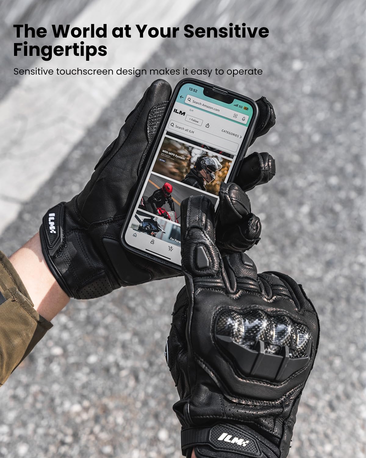 Ilm Air Flow Leather Motorcycle Gloves For Men And Women Model-Grc01L (Xxl, Black-Long)