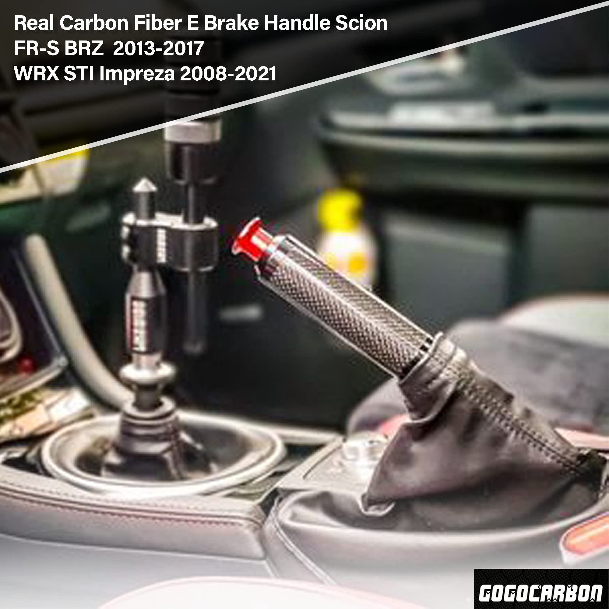GOGOCARBON Dry Carbon Fiber E-Brake Handle for Scion FR-S, Subaru BRZ, WRX STI, Black, 2012-2023, Clear Coating, 1