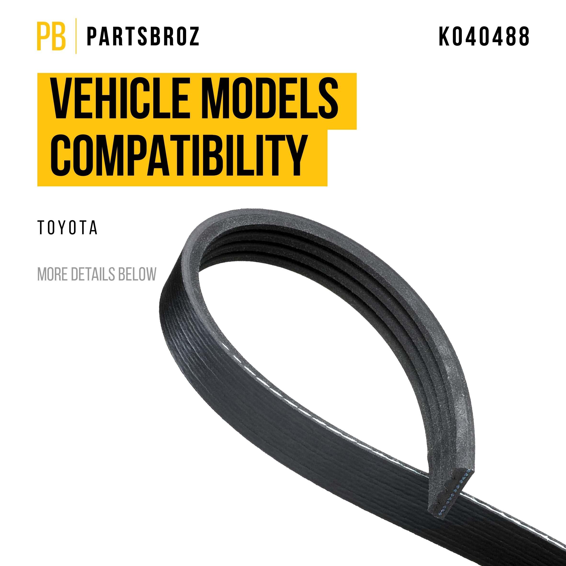 Partsbroz K040488 Micro-V Serpentine Drive Belt - Compatible With Gates Bando Acdelco Goodyear Continental Masterpro - Replaces