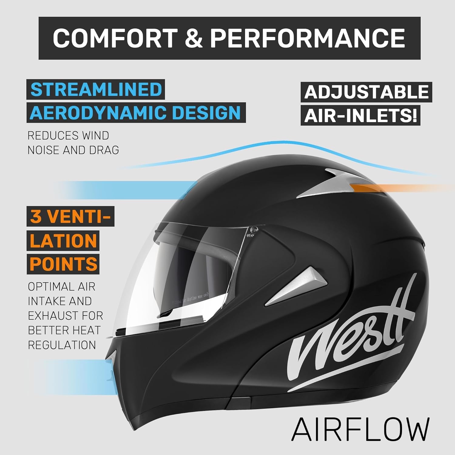 Westt Dirtbike Helmets For Adults - Liftable Chin Half & Full Helmet Motorcycle - Motorcycle Helmets Motorbike Open Face Dual Vi