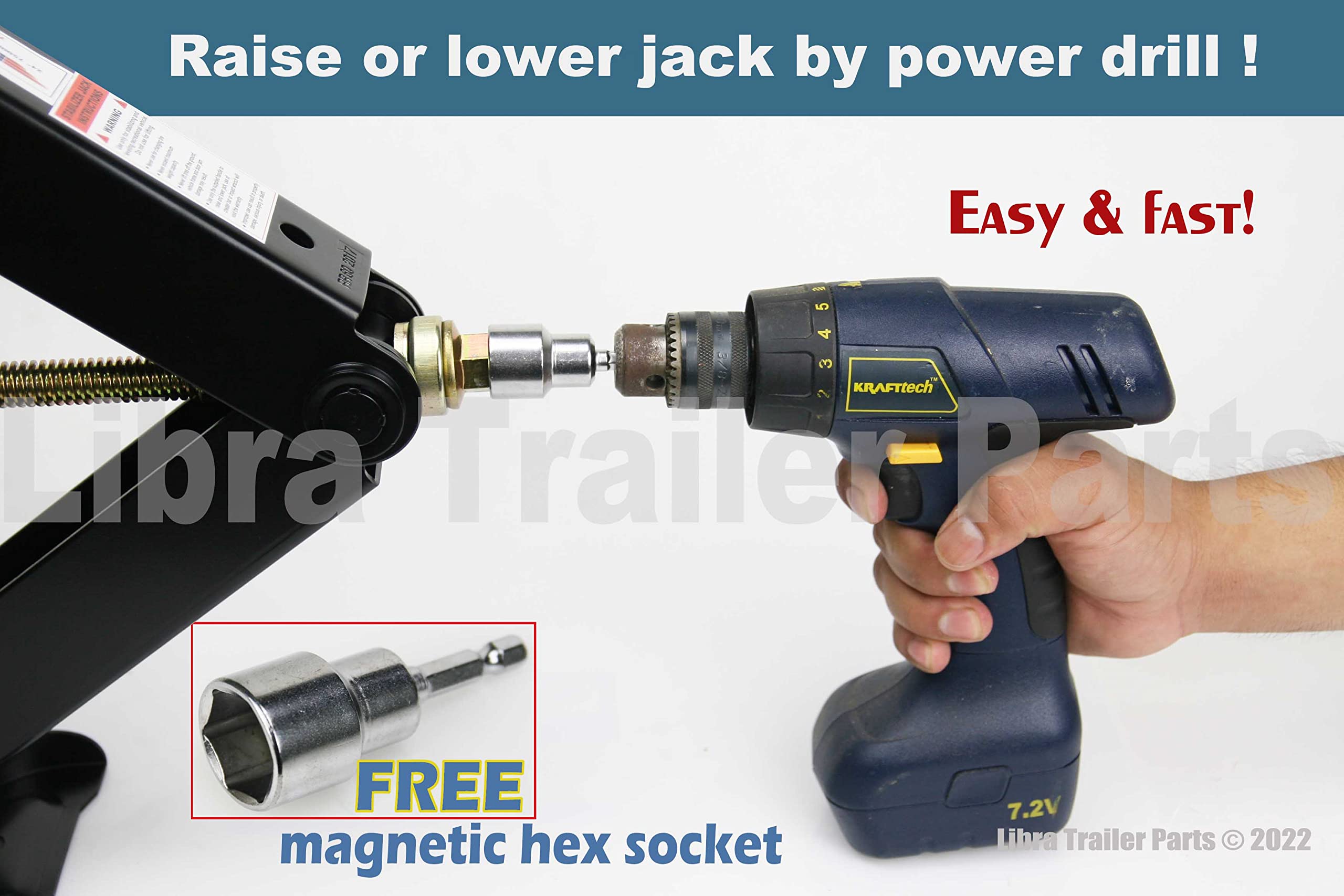 Libra Set 2 Libra True Hd 9000# 24'' Rv Trailer Stabilizer Leveling Scissor Jacks W/Dual Power Drill Sockets & Full Installation