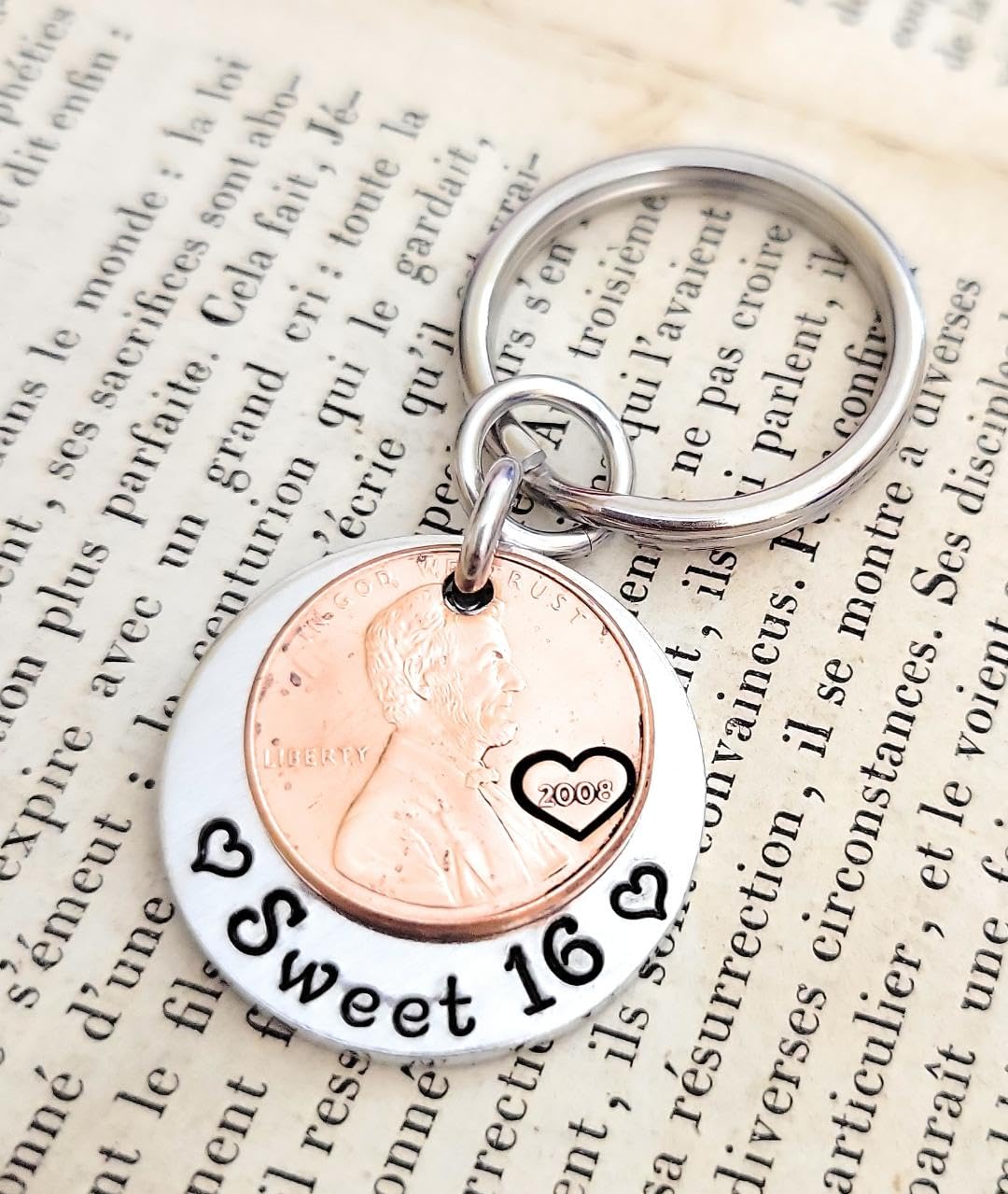 Happy, Sweet 16 Birthday, Coin Lucky (Birth Year), Penny Key Chain, Gift for Teenage, New Driver