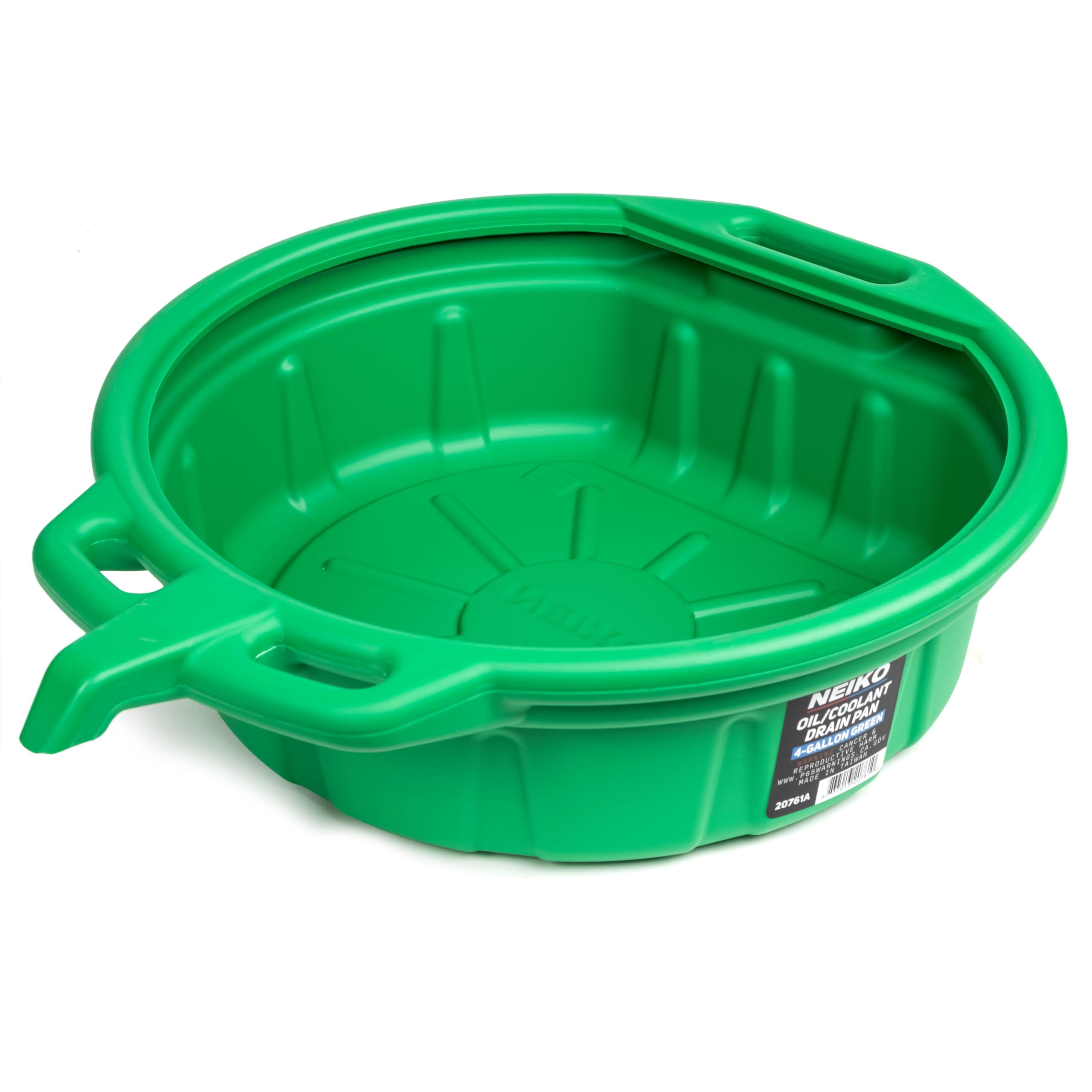 Neiko 20761A Large Coolant/Oil Drain Pan, 4 Gallon (16L) Capacity, Antifreeze Green Plastic Anti Splash Oil Pan, Motor Oil Drip