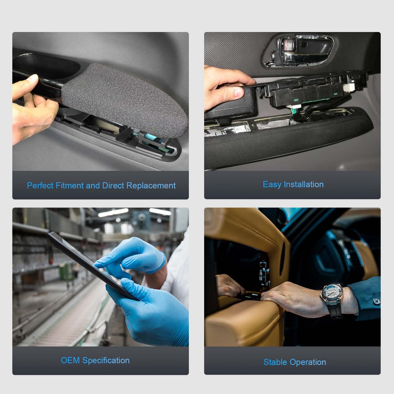 A-Premium Gray Door Armrest Compatible with Chevrolet & GMC Vehicles - C1500/C2500/C3500/K1500/K2500/K3500 1990-1994, Blazer/Yukon/C1500/C2500/K1500/K2500 Suburban 1992-1994 - Front Left Driver Door