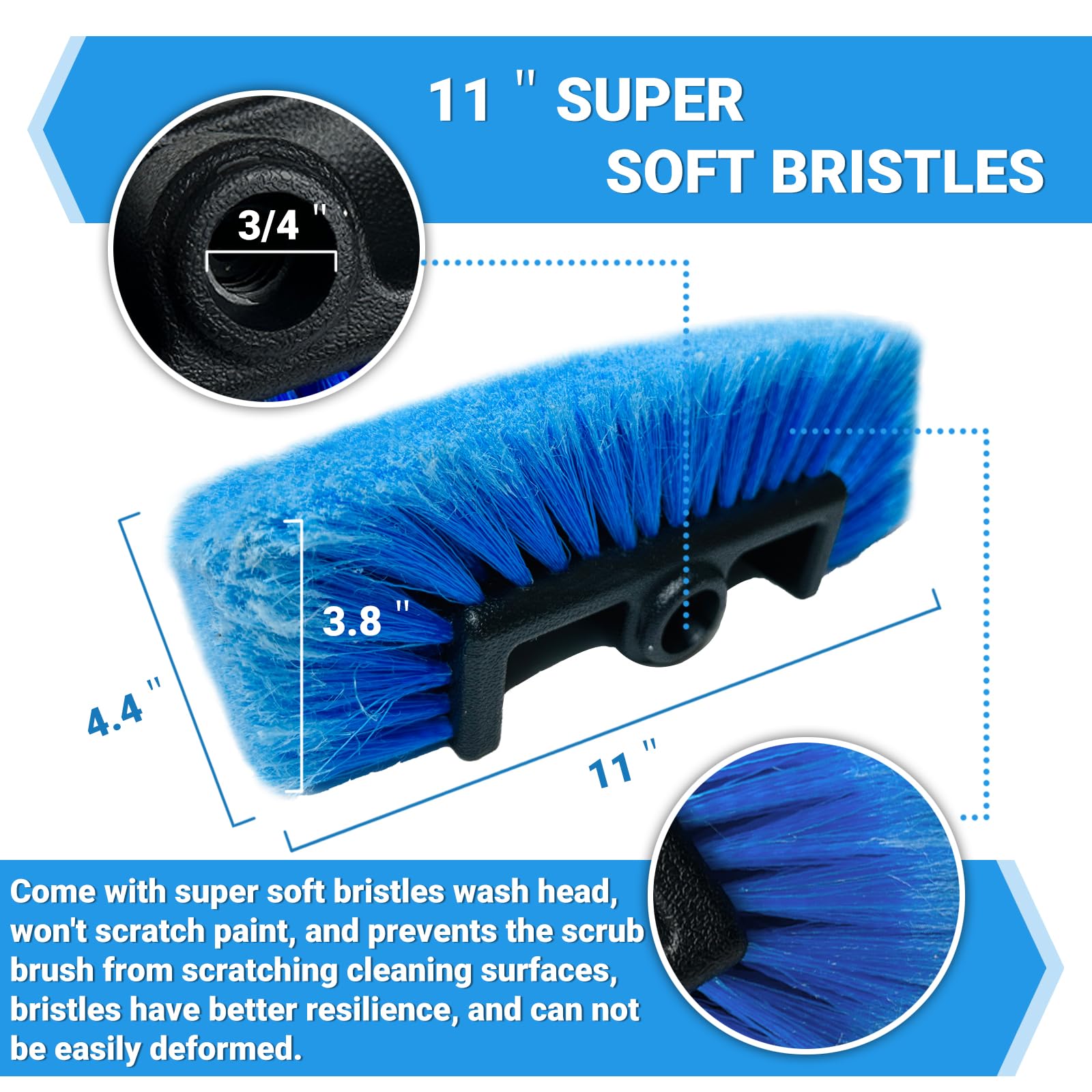 72'' Car Wash Brush With Long Handle, On/Off Switch For Car Rv Truck Boat Washing Brush, Complete Cleaning Kit With Car Wash Mop