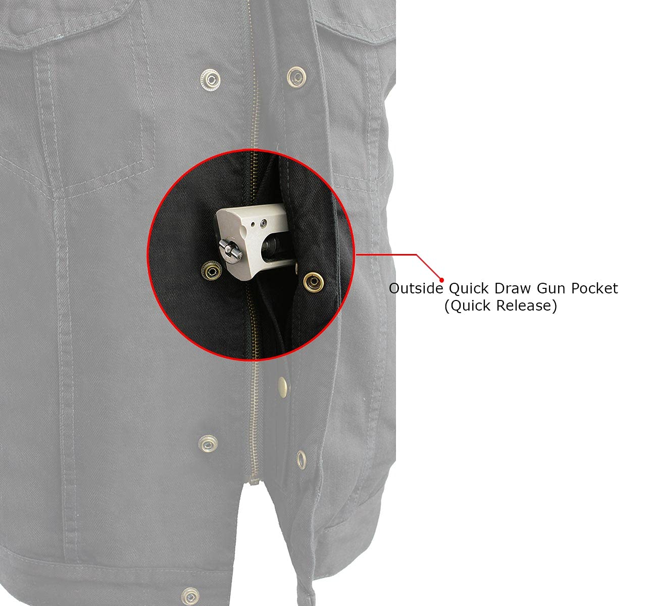 Milwaukee Leather Mdm3000 Men'S 'Brute' Concealed Snap Black Denim Club Style Vest W/Hidden Zipper - Large