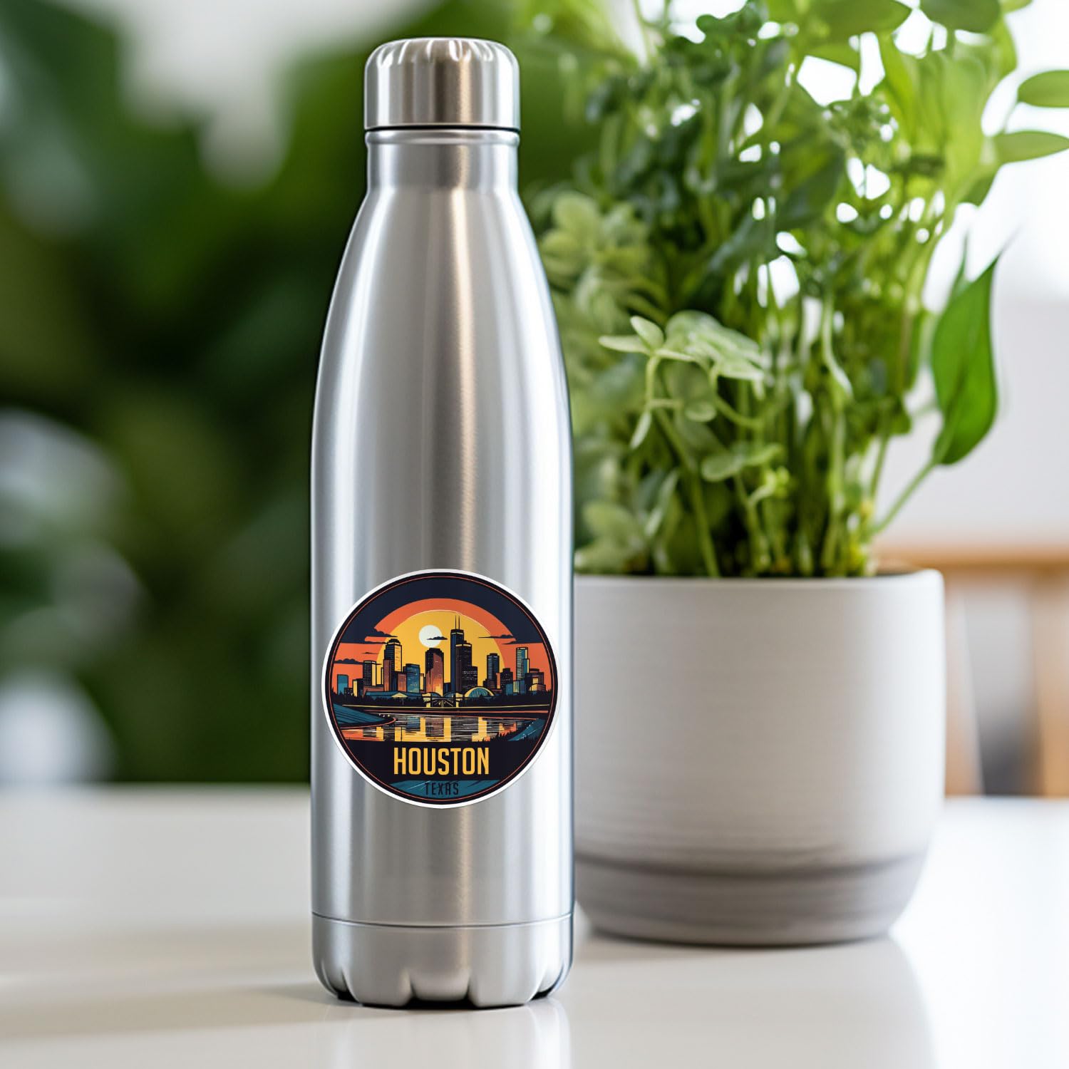 Houston City Sticker - Waterproof Vinyl Decal for Car Bumper, Laptop, Water Bottle, Wall, and Window, Size - 5'' Longer Side