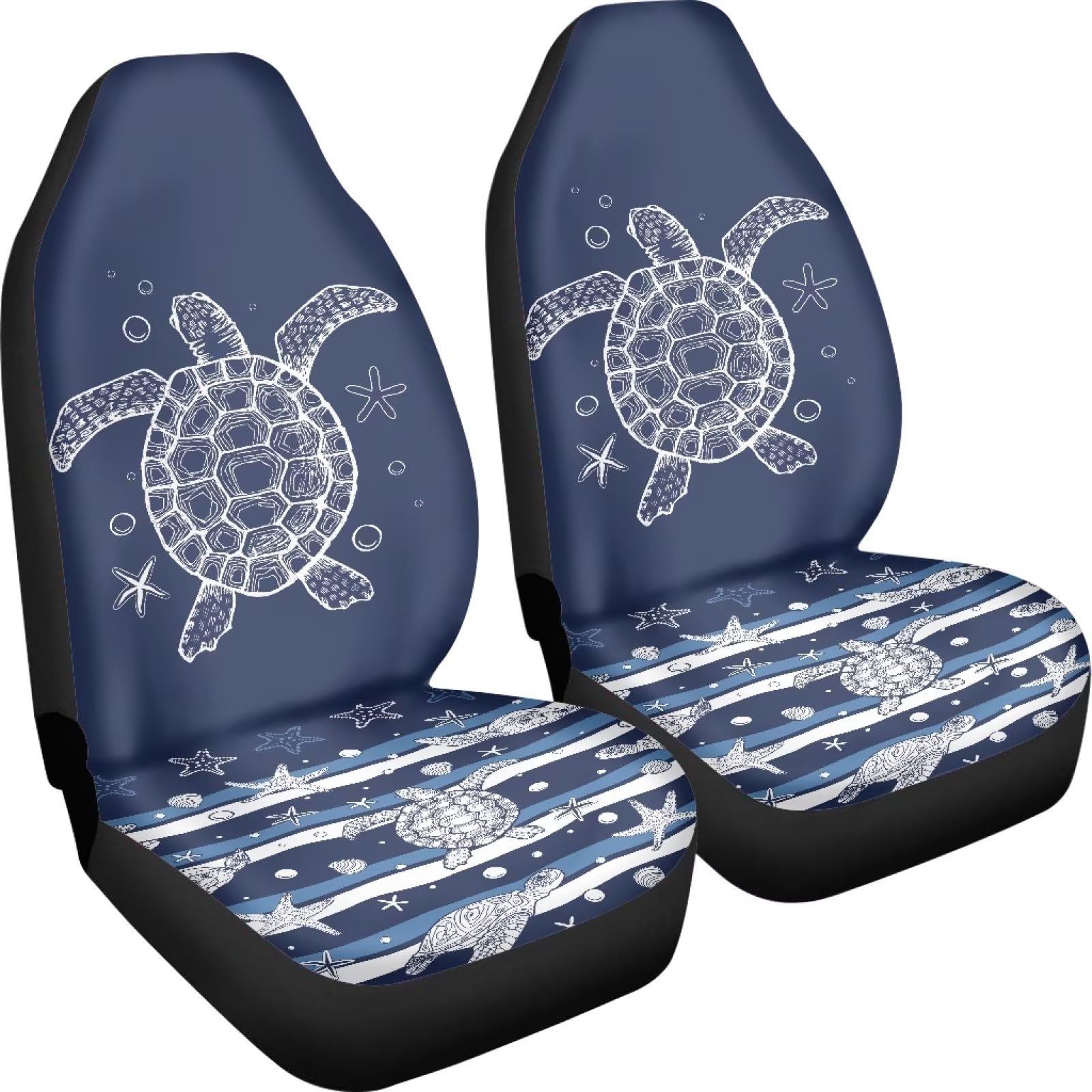 Talayituse Turtle Starfish Print Auto Seat Cover Full Set 2 Pack, Bucket Seat Covers, Car Protection Interior Accessories for Me