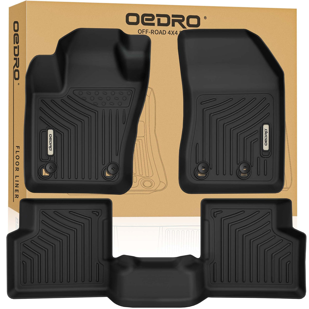 Oedro Floor Mats Compatible With 2015-2023 Jeep Renegade, Unique Black Tpe All-Weather Guard Includes 1St And 2Nd Row: Front, Re