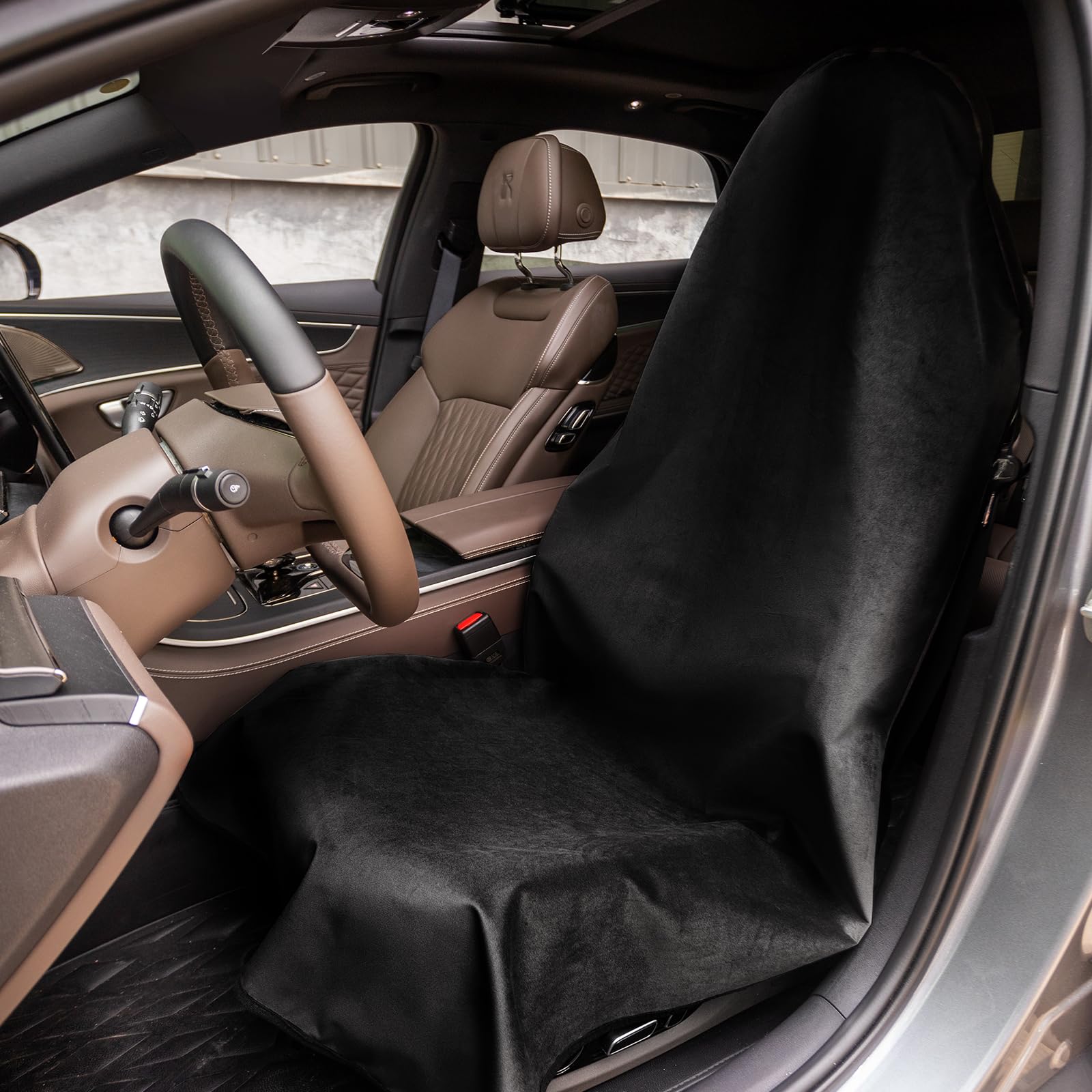 Leader Accessories Velvet Waterproof Car Seat Cover Black Anti-Slip For Gym Workout, Running, Swimming, Beach And Hiking, Univer