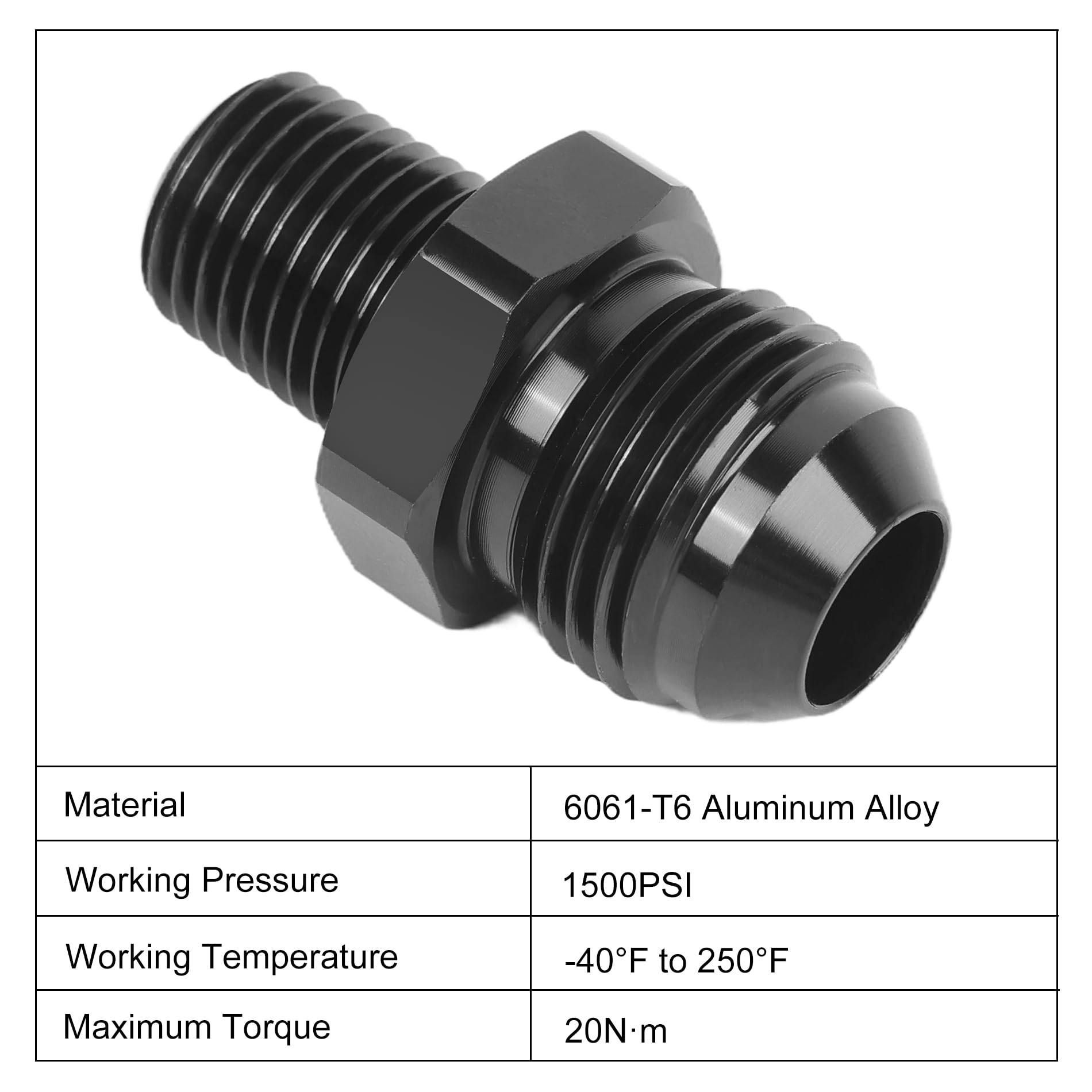 Evil Energy 8An Male Flare To 1/4'' Npt Pipe Fitting Adapter Aluminum Straight Black 2Pcs