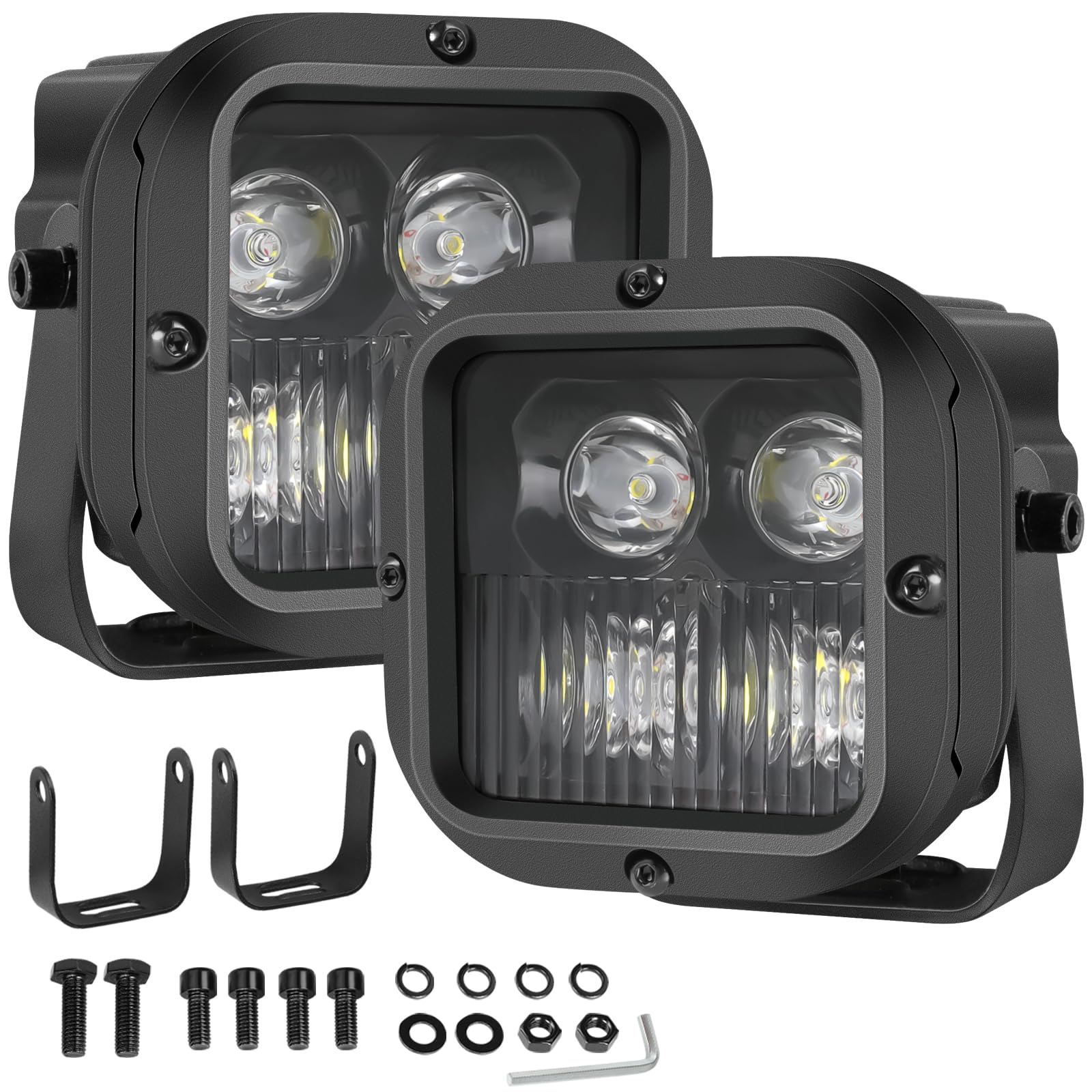 Lumimotor X-Series 3 Cube CREE LED Pod Lights 2Pcs, 2026 New Spot Flood Combo Beam Offroad Ditch Fog Lights Driving Light Bar 