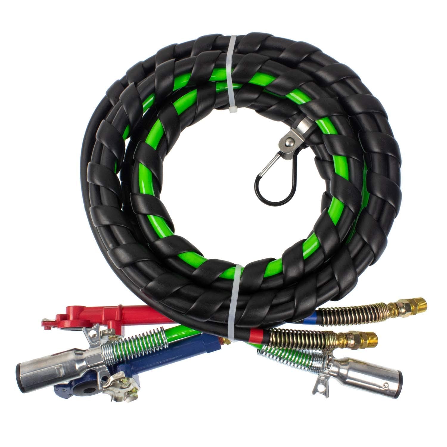 15' 3-In-1 Wrap - 7 Way Electrical Trailer Cord Cable Abs & Air Line Hoses