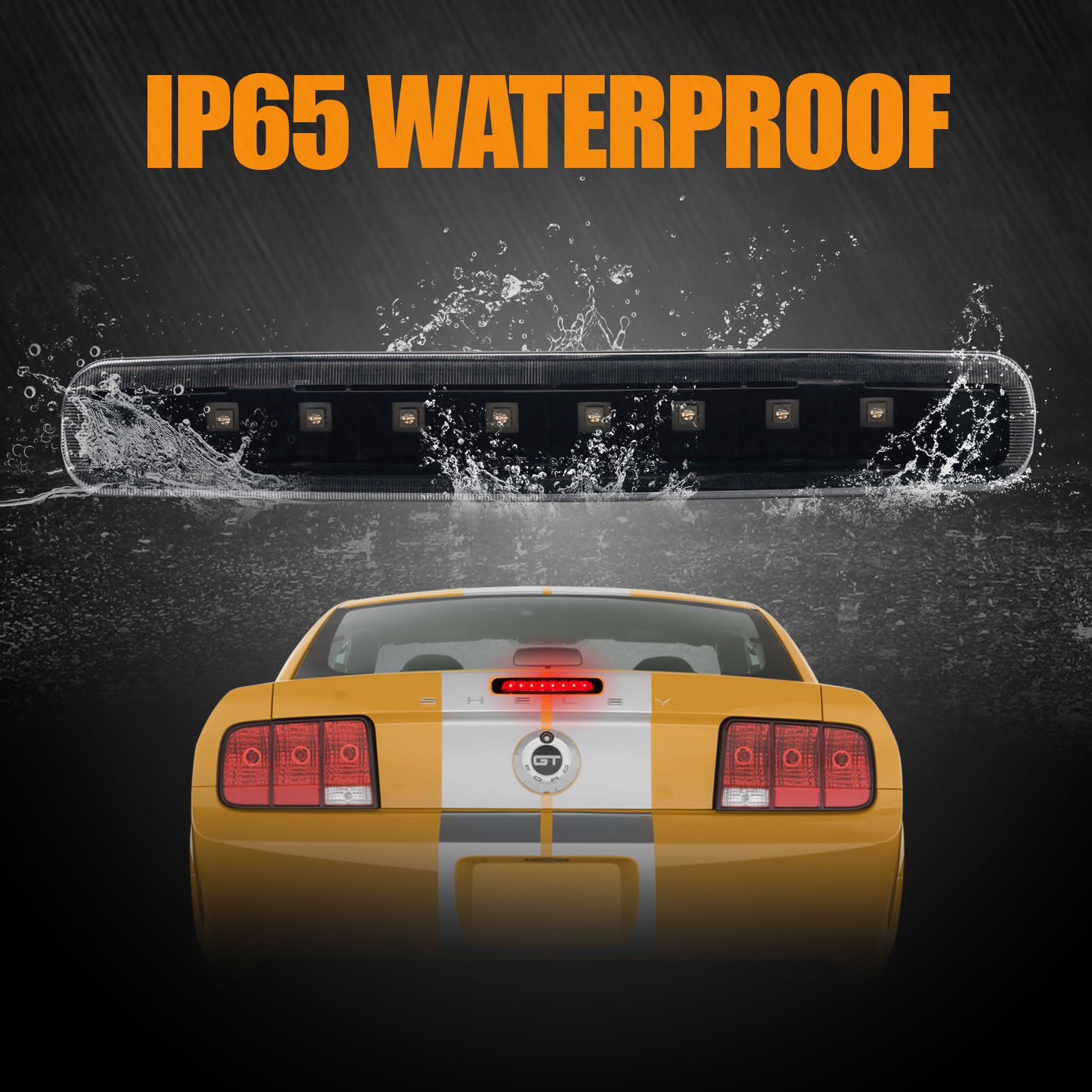 Cxdar Third 3Rd Brake Light Led For 2005-2009 Ford Mustang, High Mount Rear Brake Lights Assembly For 05-09 Ford Mustang, Waterp