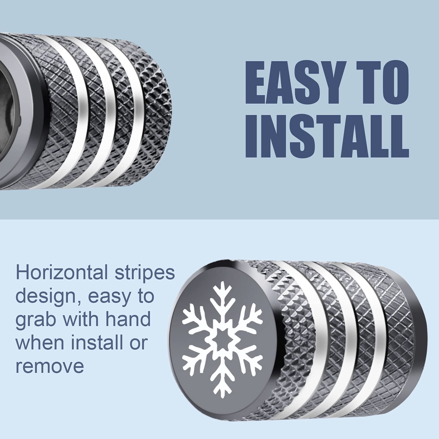 Tire Valve Stem Cap Cover - (5 Pack) Tire Air Caps Metal With Plastic Liner Corrosion Resistant Leak-Proof Snow Snowflake For Car Motorcycle Bike Grey