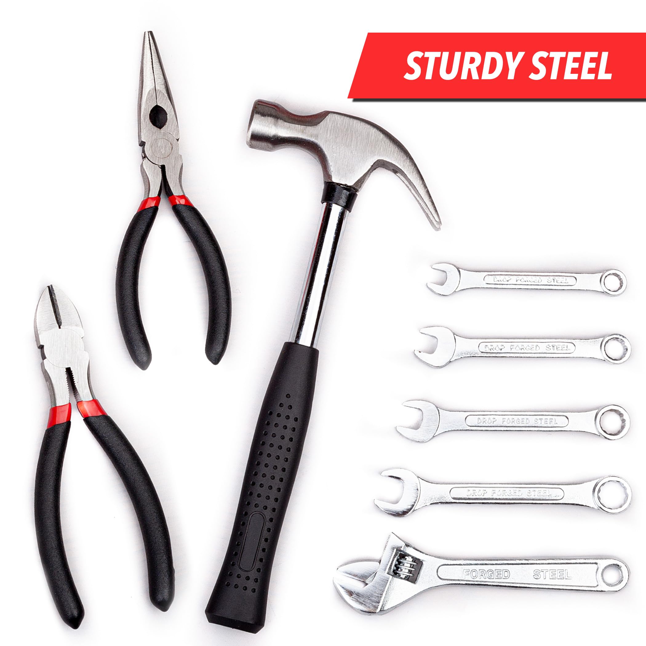 Cartman 136Piece Tool Set General Household Hand Tool Kit With Plastic Toolbox Storage Case