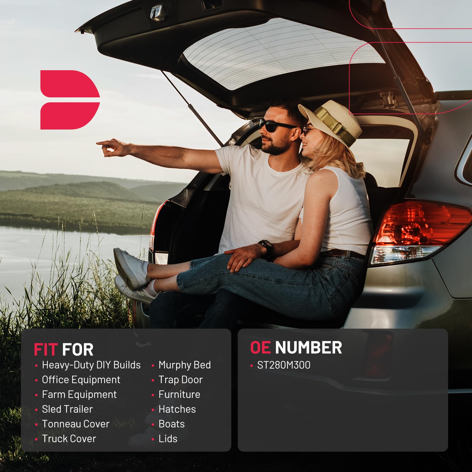 Bdfhyk Sf280M300 28Inch 300Lbs (1334N) Gas Shocks Struts Lift Support For Heavy-Duty Diy Builds,Murphy Bed,Sled Trailer,Tonneau