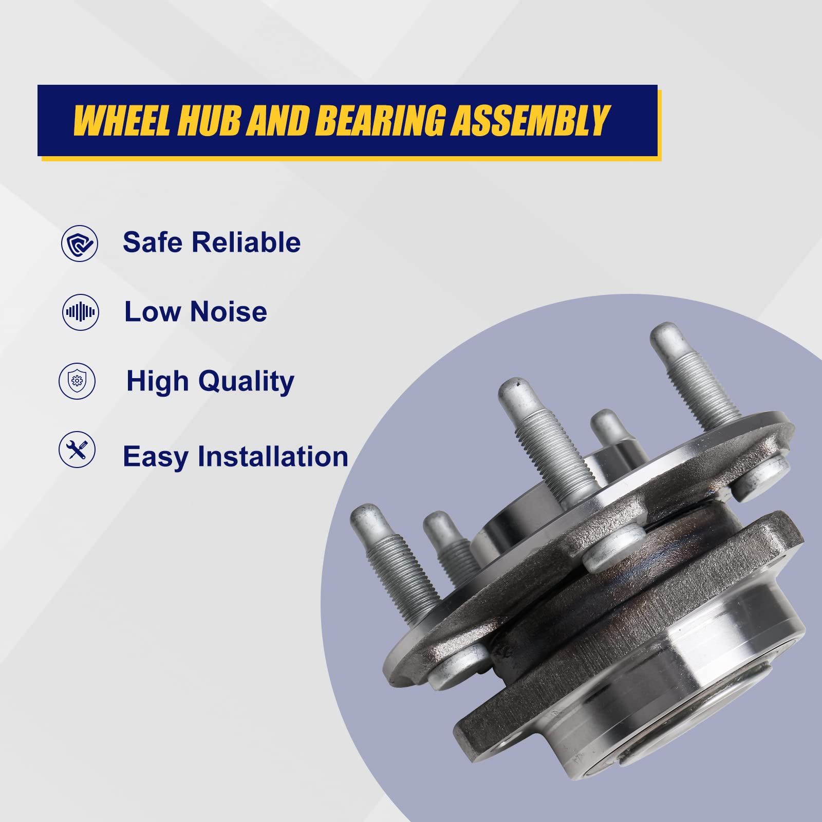 Kusatec 513288 Front/Rear Wheel Bearing And Hub Assembly 2Pcs Compatible With For Chevy Impala Malibu Equinox, Gmc Terrain 2010-2017, For Buick Allure Lacrosse Regal, Saab 9-5 2010 2011, 5 Lug W/Abs