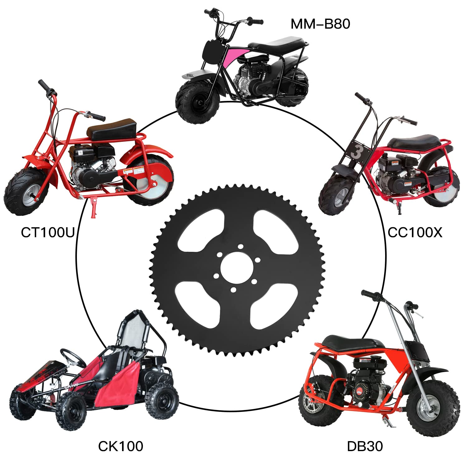 Yoxufa 35 Chain Sprocket Mini Bike Sprocket 65 Teeth Replacement For Coleman Ct100U Cc100X Ck100 Baja Doodle Bug Blitz Dirt Bug Racer Db30 Trailmaster Predator 79Cc 97 100Cc Go Kart Powersports Parts