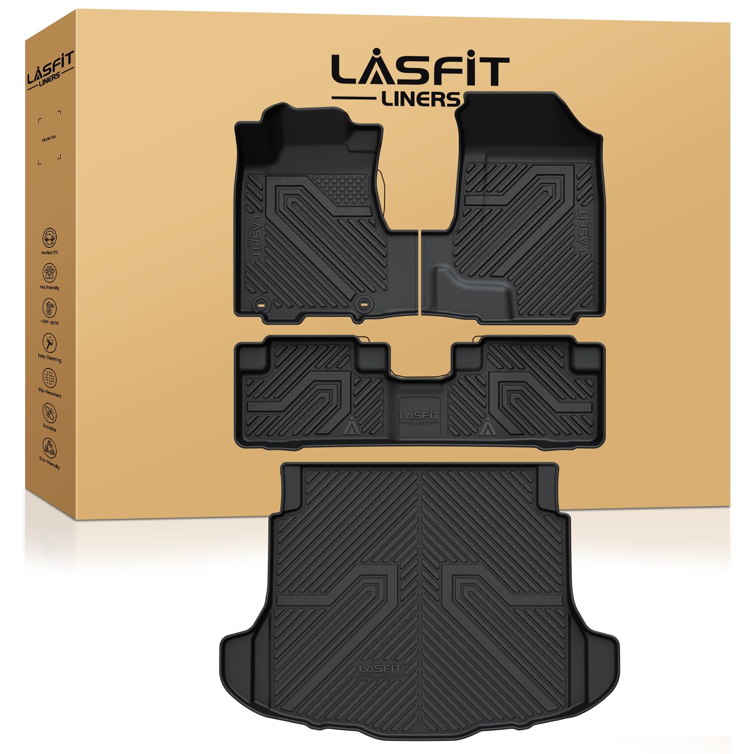 Lasfit Floor Mats & Trunk Mat For Honda Cr-V Crv 2007 2008 2009 2010 2011 Ex-L Ex Lx Se, Custom Fit All Weather Protection Tpe E