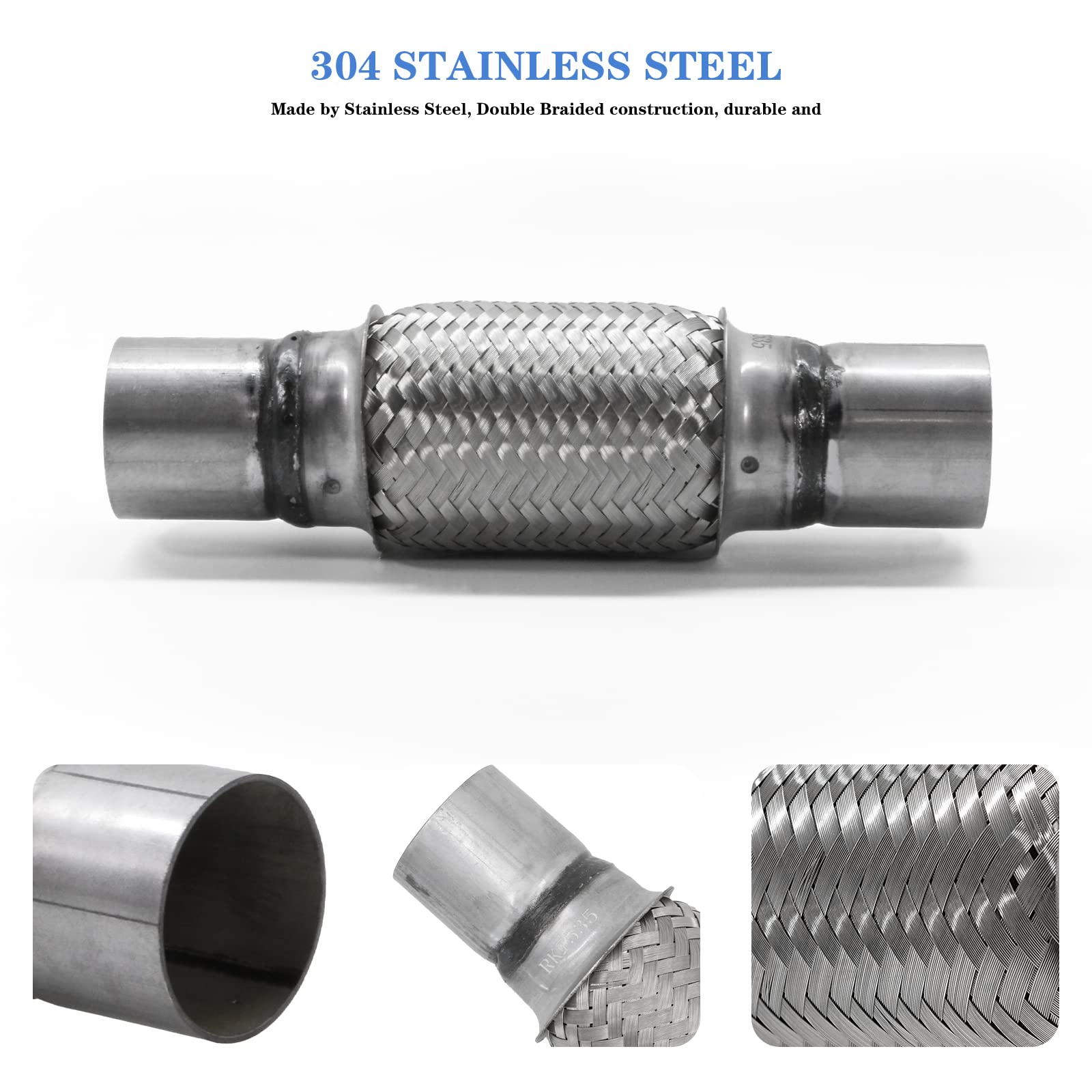 Rp Remarkable Power, Rk7535-2'' X 6'' Heavy Duty Stainless Steel Exhaust Flex Pipe 10'' Ol