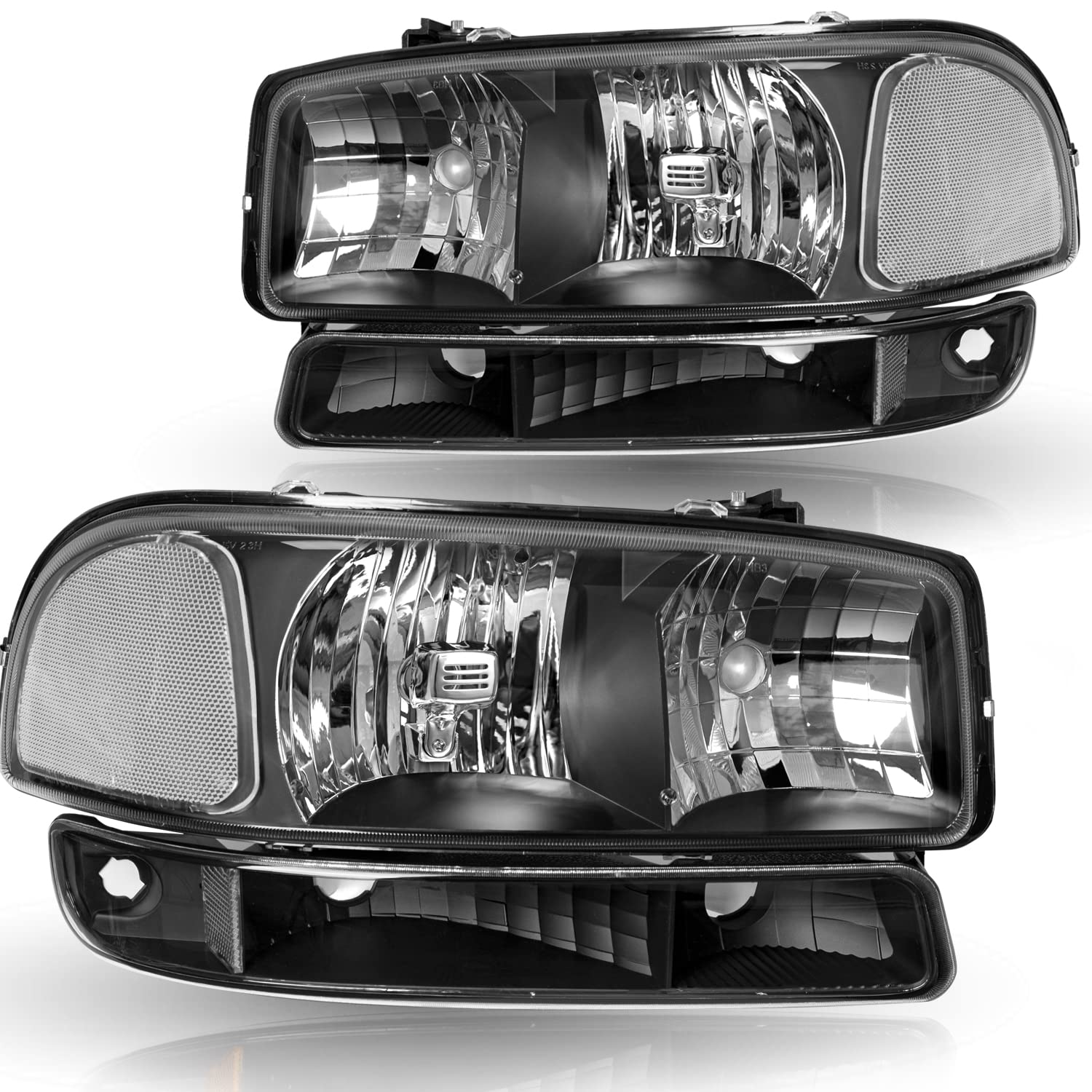 Tusdar 4Pcs Fit For 99-07 Gmc Sierra 1500 Headlight Assembly 99-04 Sierra 2500, 01-07 Sierra 1500Hd 2500Hd 3500Hd, 99-06 Yukon, 00-06 Yukon Xl 1500 2500,Not Fit Denali Model