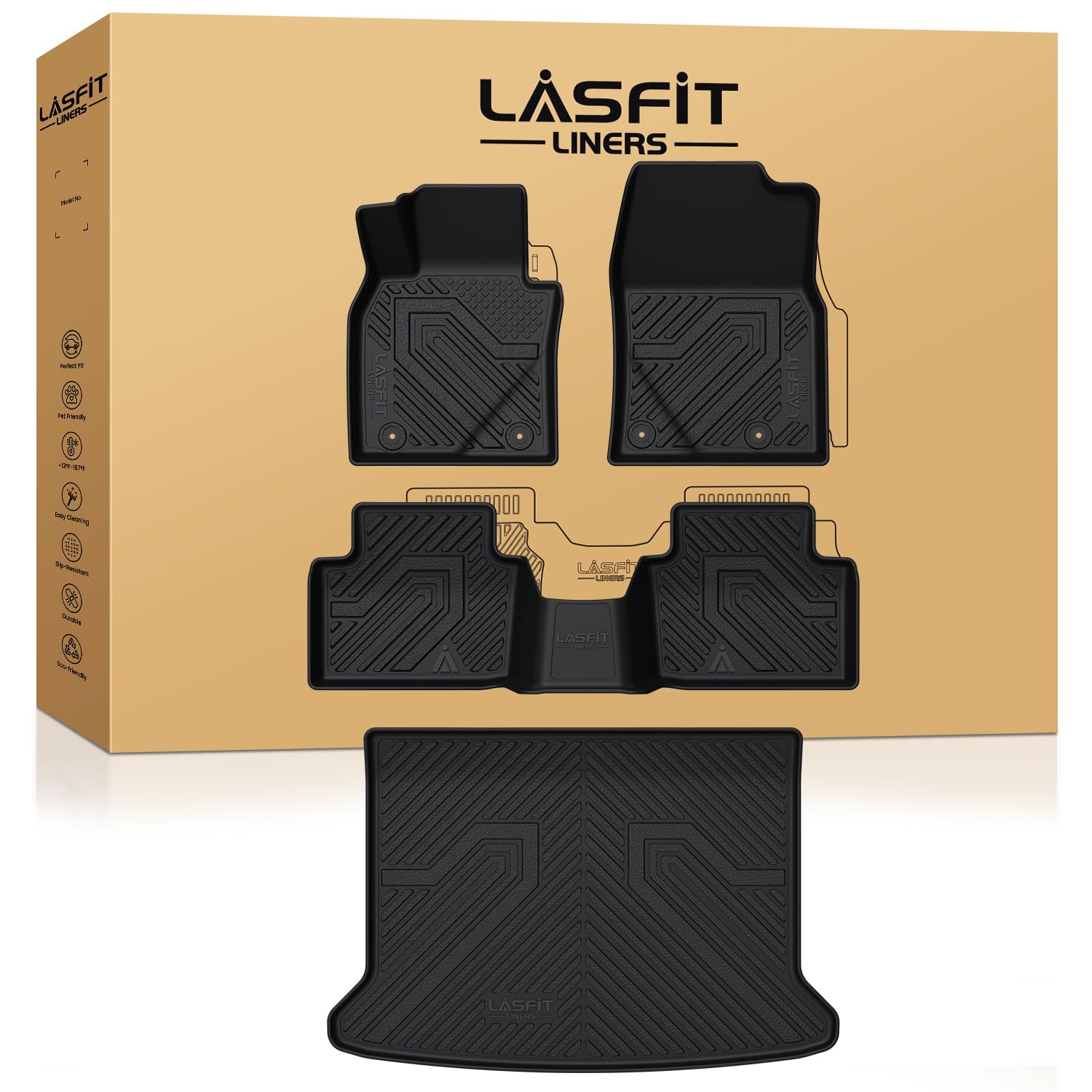 Lasfit Floor Mats & Cargo Mat Fit For Mazda Cx30 2025-2020 Custom Fit Tpe All Weather Car Mats 2025 2024 2023 2022 2021 2020 Flo