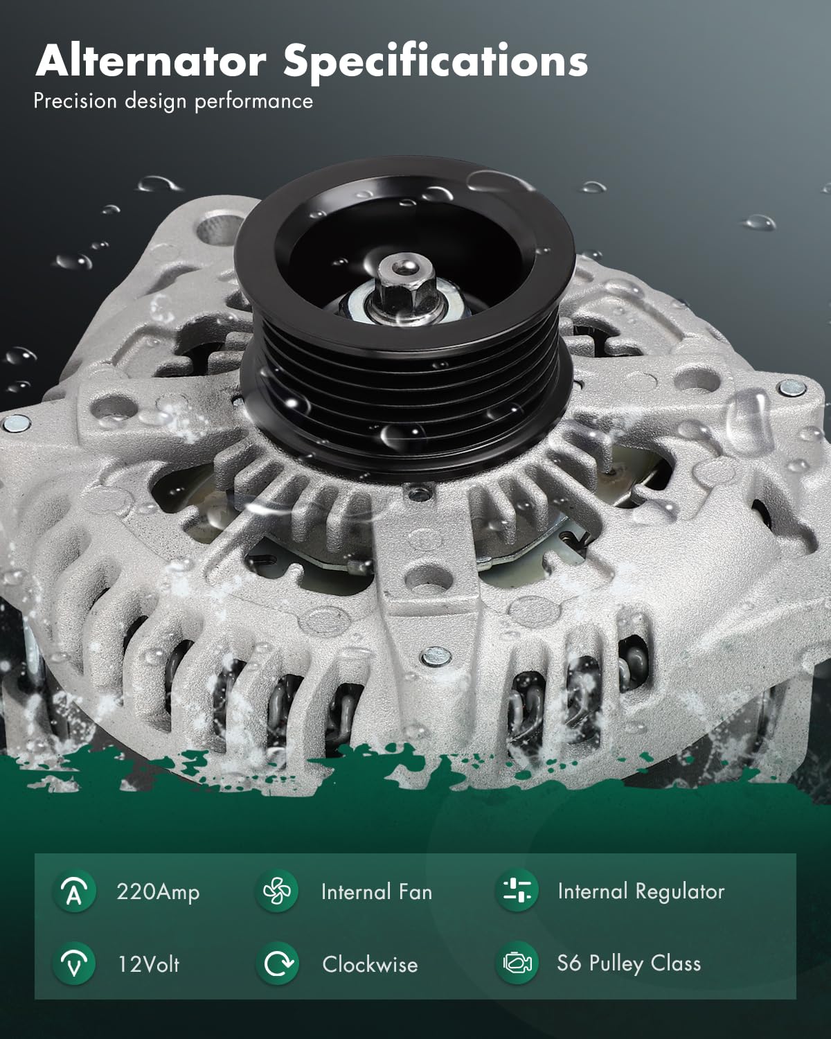 SCITOO Alternator Fits for Ford for F-150 for F150 2011 2012 2013 2014 V8 5.0L - 12V 220Amp CW S6 Pulley Class, Replace OE 11532