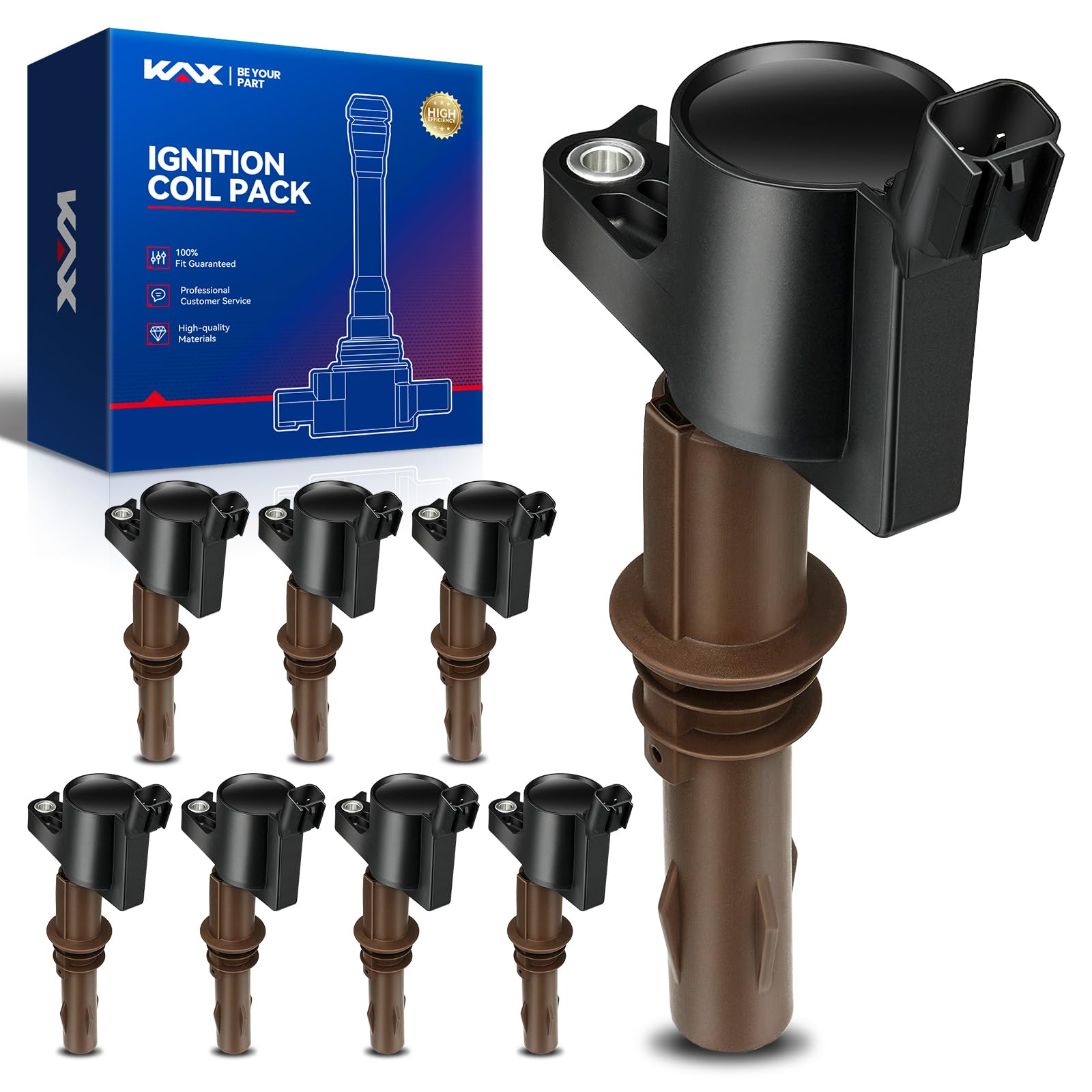 KAX FD509 Ignition Coil 8 Packs Fit for F150 2007-2010,Expedition 2008-2014,Mustang 2008-2010,Navigator 2008-2014,F250 Super Dut